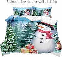 Vista 2 de LUVIVIHOME 3 piezas lindo muñeco de nieve funda de edredón cama Queen, ropa de cama para adolescentes niños y niñas, funda de edredón de árbol
