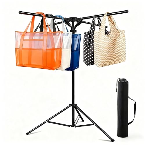Heavy Duty Metal Shopping Bag Rack - Adjustable Height 51"