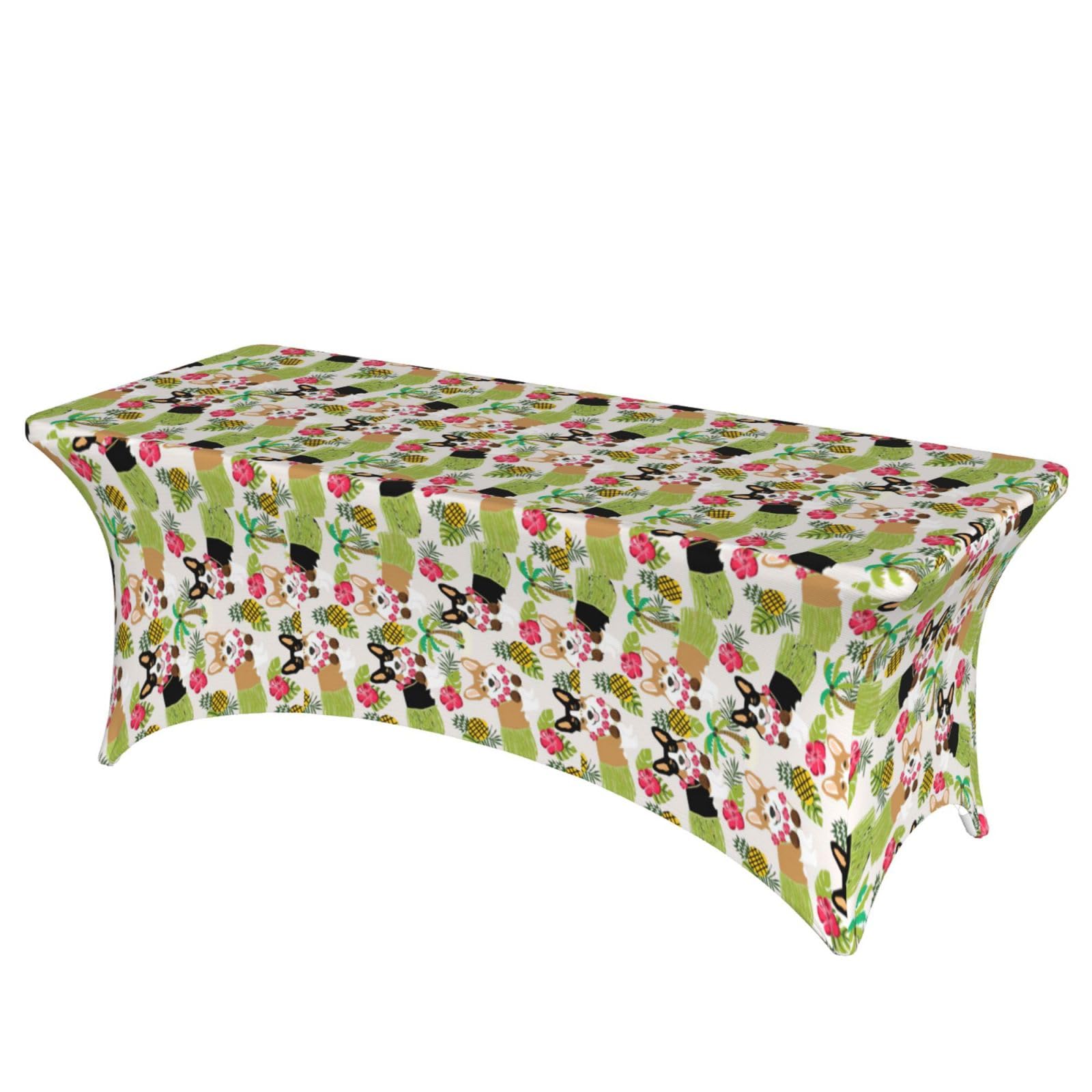 PPHGUT Corgi Hawaiian Tropical Summer Pineapple Print Rectangular Tablecloth Dining Party Home Office Wedding Outdoor Events Table Cover