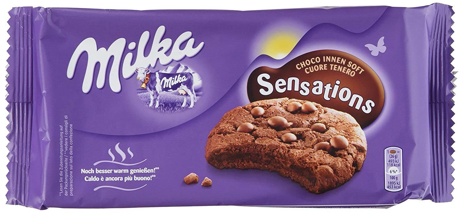 Milka Sensation (Soft Inside Choco) Chocolate Cookie with Soft Filling 156g/5.5oz (Pack of 4)