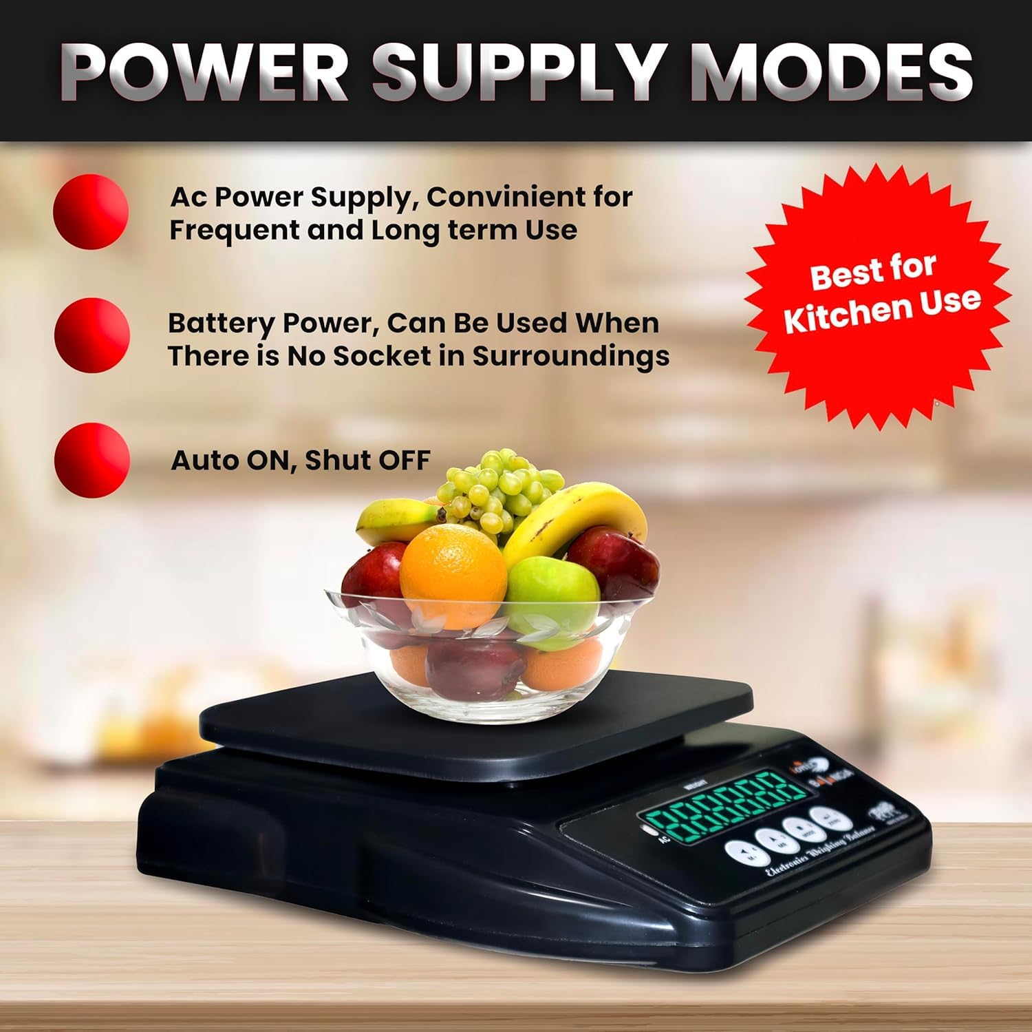 SKADIOO Weighing Machine for Food |1 Year Warranty| Weight Machine for Kitchen, Weighing Scale, Kitchen Scale for Home, Shop & Commercial Use with Power Adapter Included (Black, Capacity 10 Kg) 3 71iNmjtpURL. SL1500