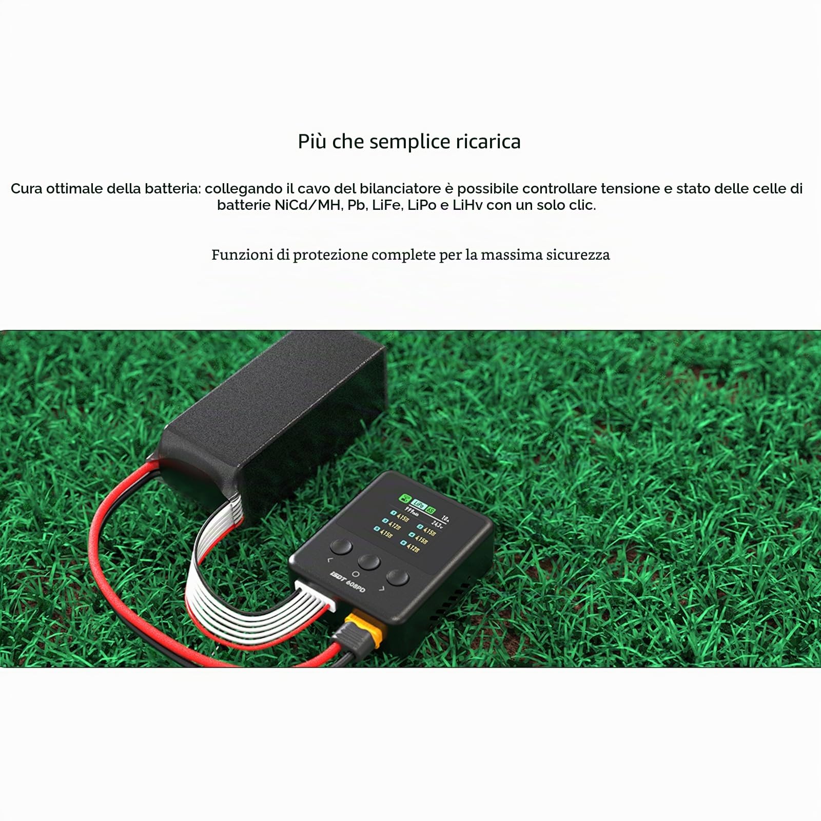 ISDT 608PD Caricabatterie digitale intelligente LiPo, DC 240 W/10 A, USB C 100 W/5 A per batterie RC, caricatore universale Balance Discharge per batterie Life/Lilon/LiPo/LiHV (1-6S), NiMH (1-16S), Pb