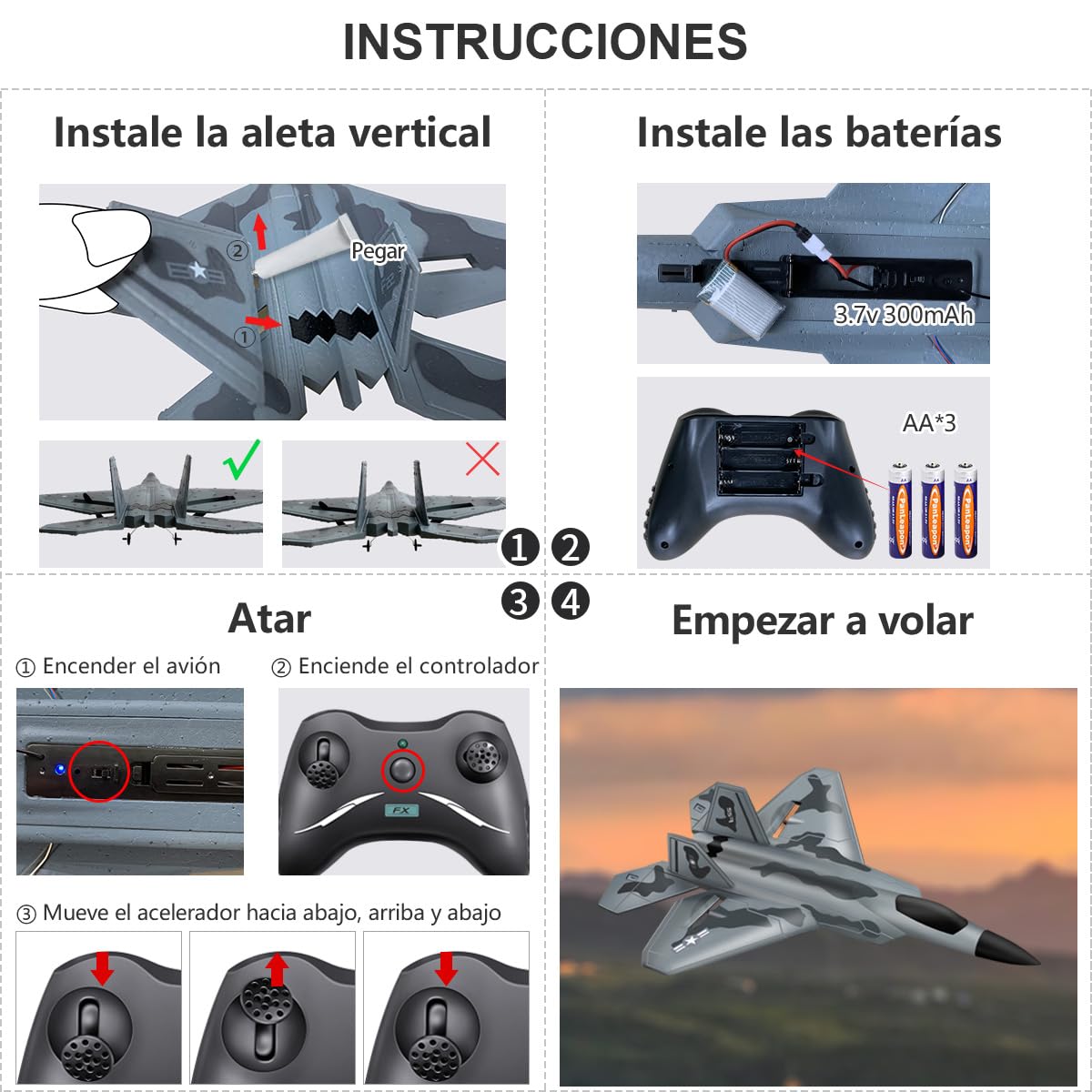 HAWK'S WORK F22 Avión RC 2.4GHz, Control Remoto 2 CH, Fácil de Aprender para Niños y Novatos