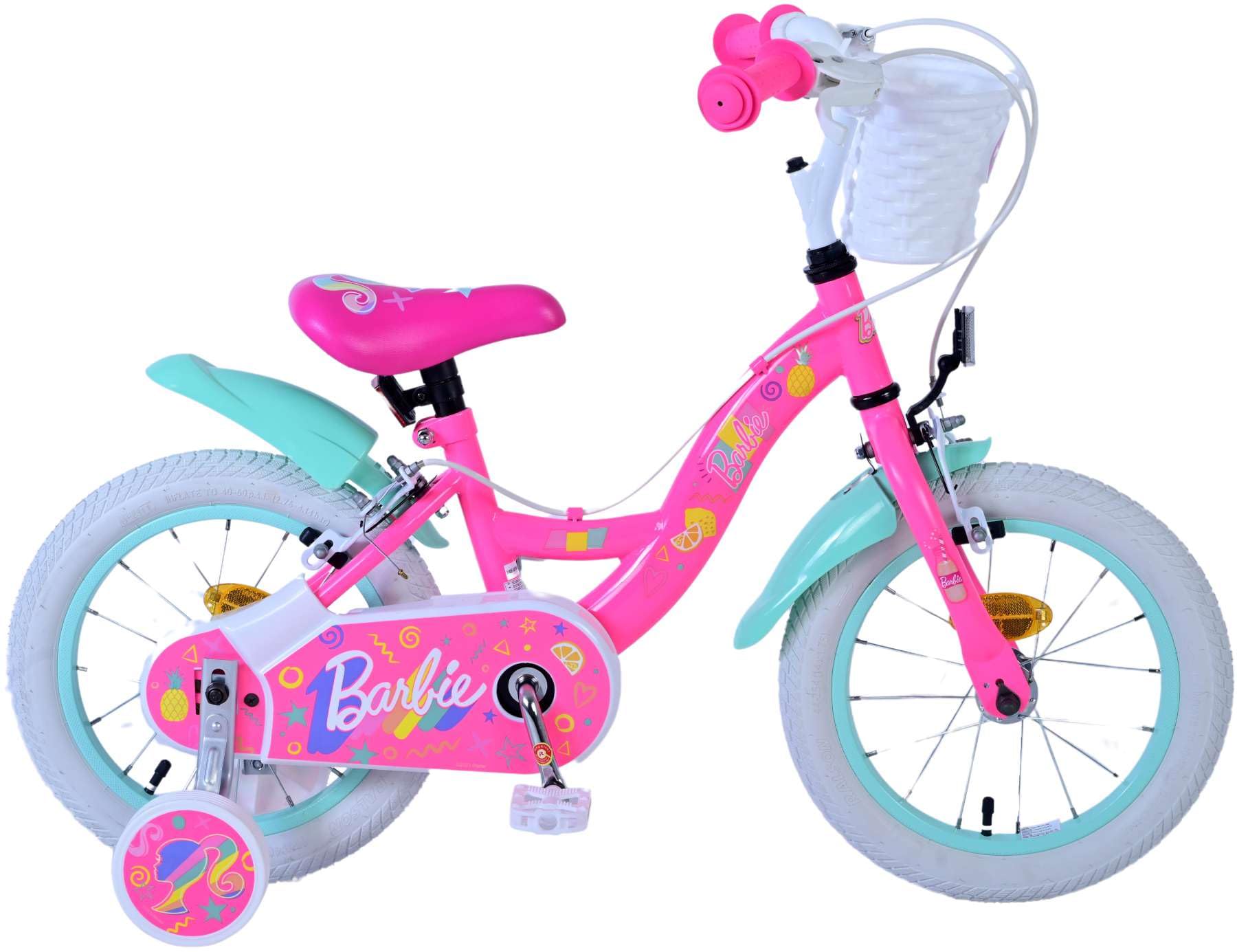 Volare Vélo Barbie pour enfant - Fille - 14" - Rose - Freins à deux mains