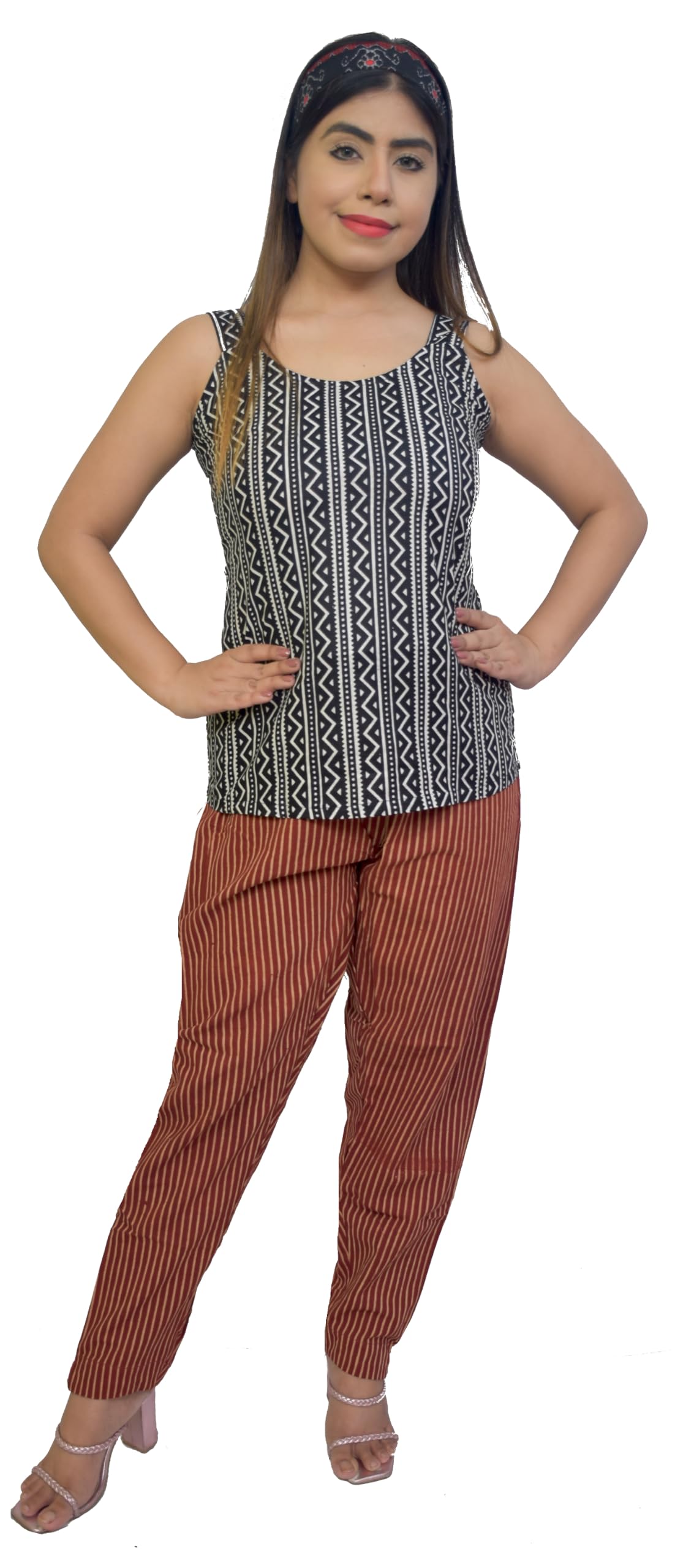 Women's Printed Cotton Top and Pant Co-ord Set-image-13