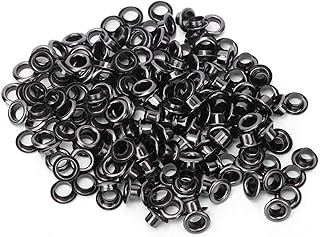 Grommets Eyelets, 100 Set Double Side 4mm Eyelet Brass Eyelet Grommet Kit Metal Antique Style Eyelet Clothing Bag Accessory with 100Pcs Gasket(Black) Fasteners