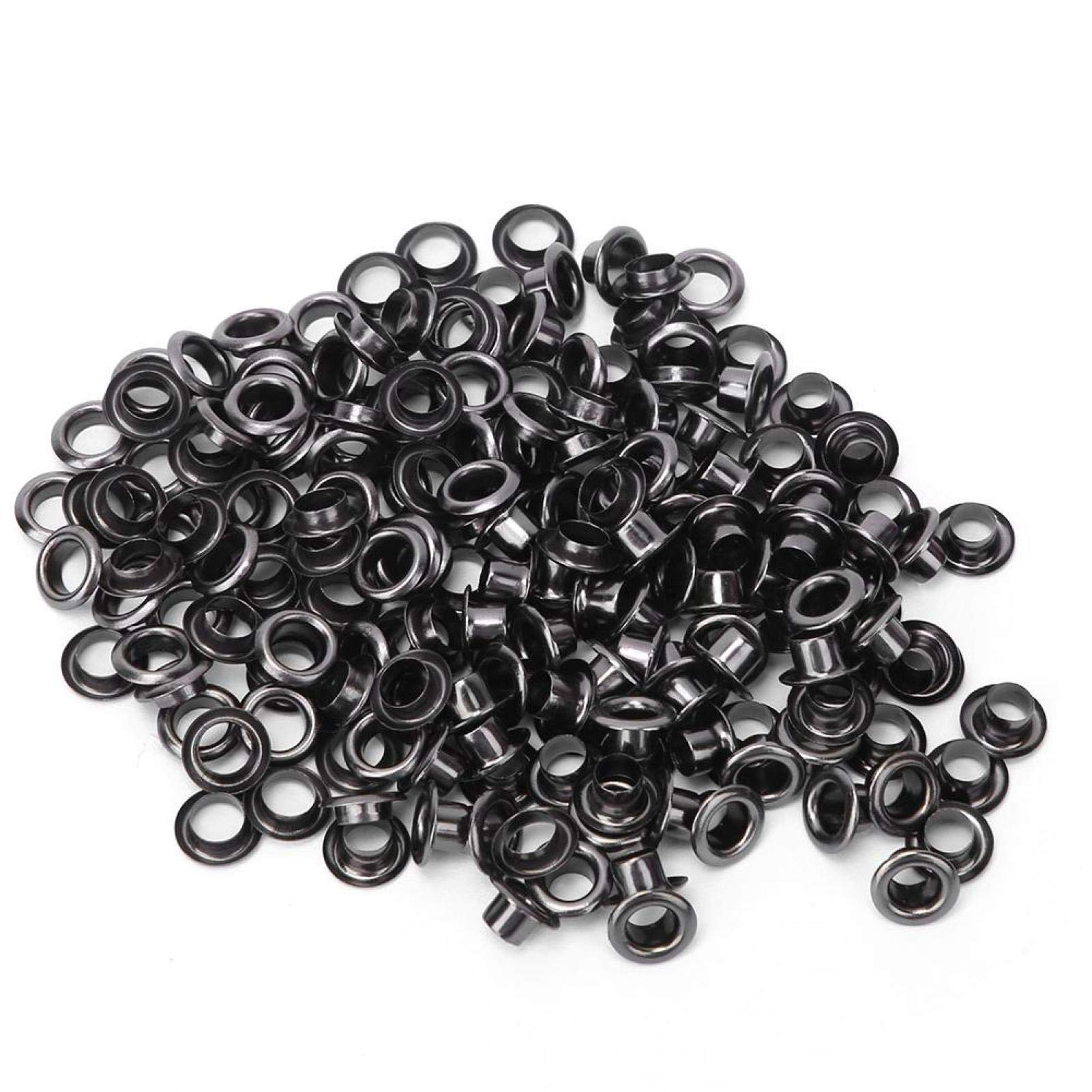 Kit de ojales de 100 piezas ojales de latón de Metal ojales con arandela ropa lona ​​cuero proyectos de bricolaje 4 mm de diámetro interior(Negro)