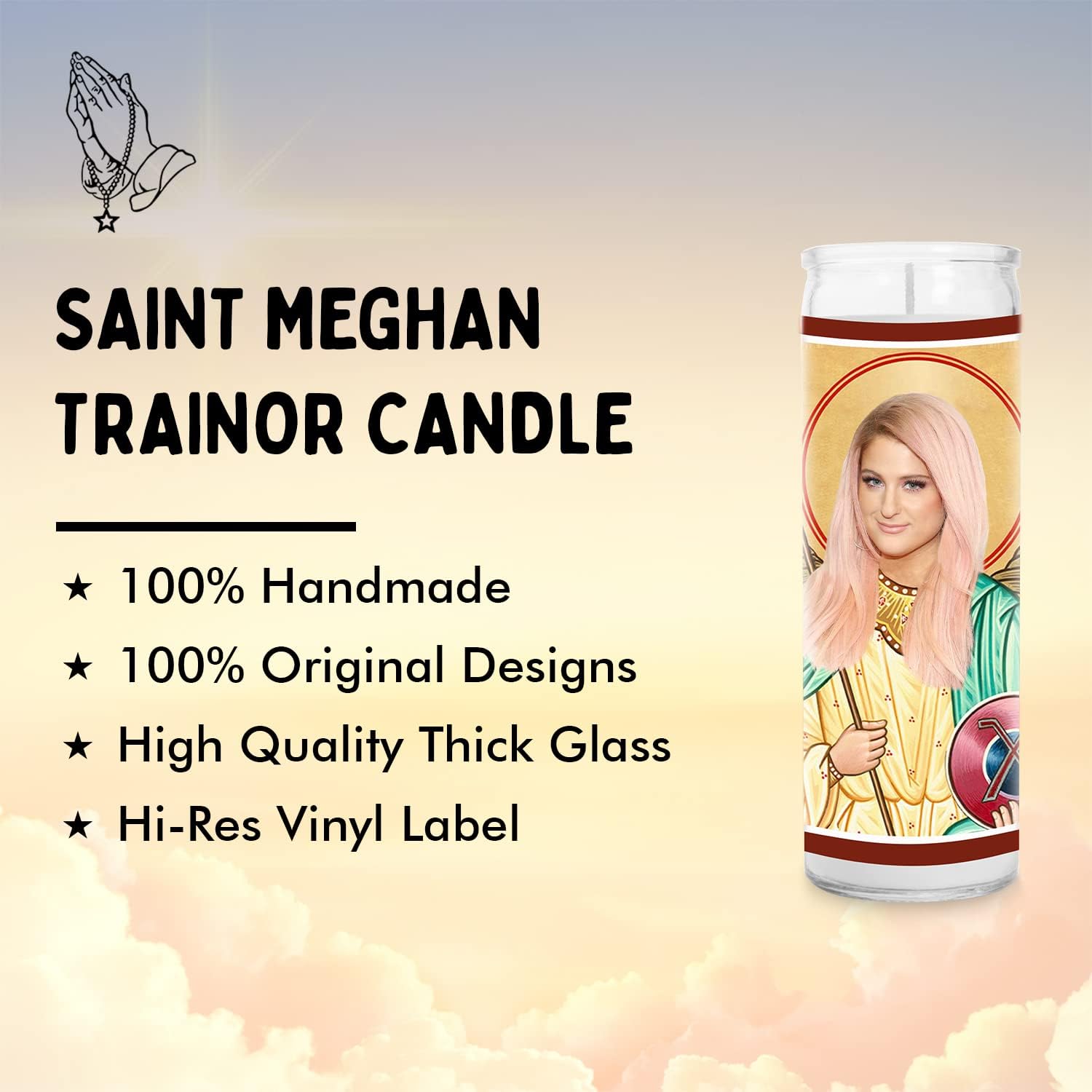 Meghan Celebrity Funny Candle – Unscented Handmade Soy Wax Votive Candle – Unique Gift for Pop Music & TV Show Fans – Home Decor Collectible for Living Room & Office – 8 Inch