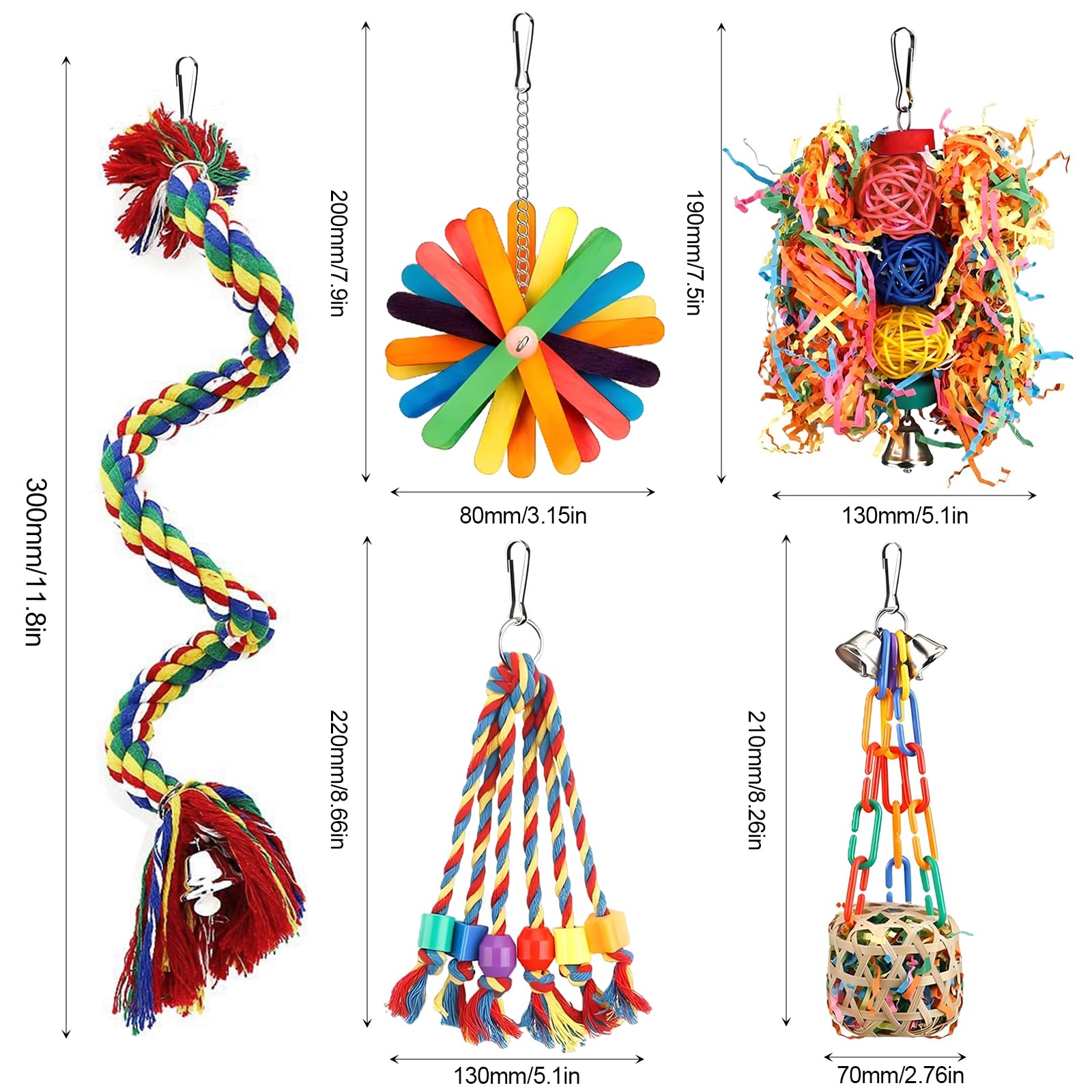 NLONLL 5 Pcs Bird Toys for Caged Birds Budgie Toys Parrot Chewing Toys Cockatiel Toys Bird Shredding Toy Hanging Foraging Shredder Toy for Small Parakeets Conures Love Birds Finches - Image 2