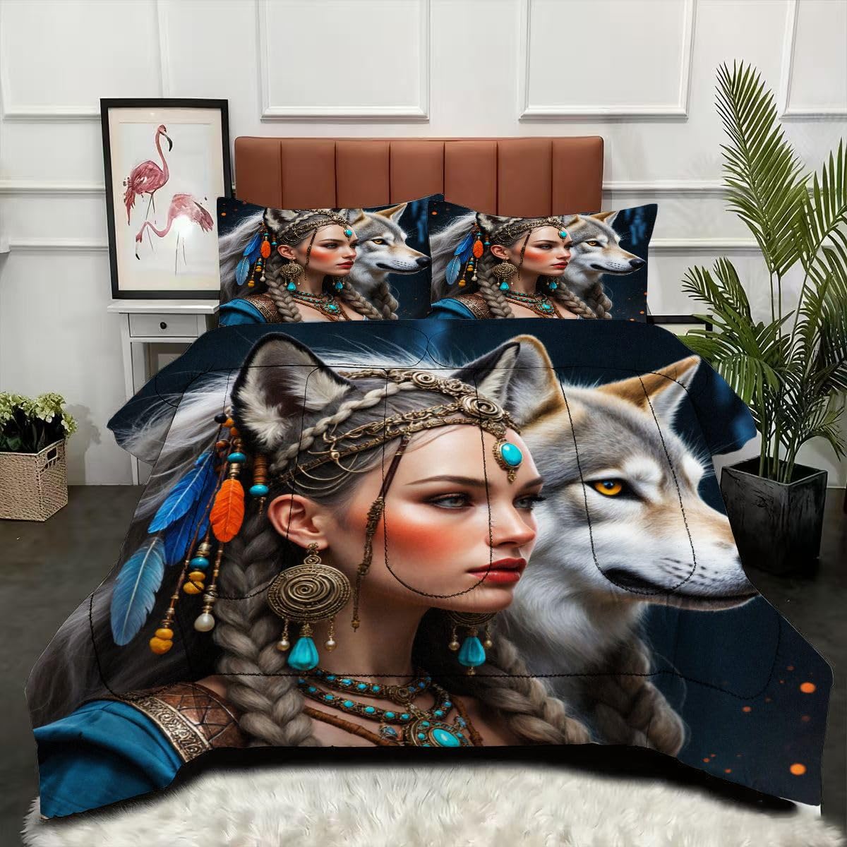 Parure de lit loup avec couette 220 x 240 cm réversible pour une chambre moderne