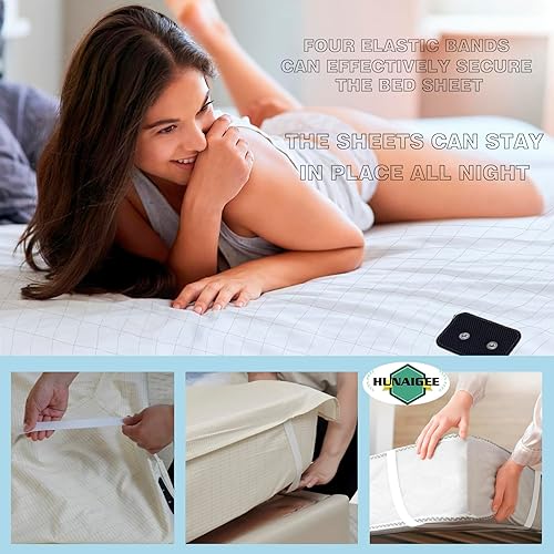 Miniatura 3 de Grounding Sheets - Sábanas conductoras de algodón orgánico, 10% fibra plateada con cable de conexión a tierra, sábanas para dormir, sábanas