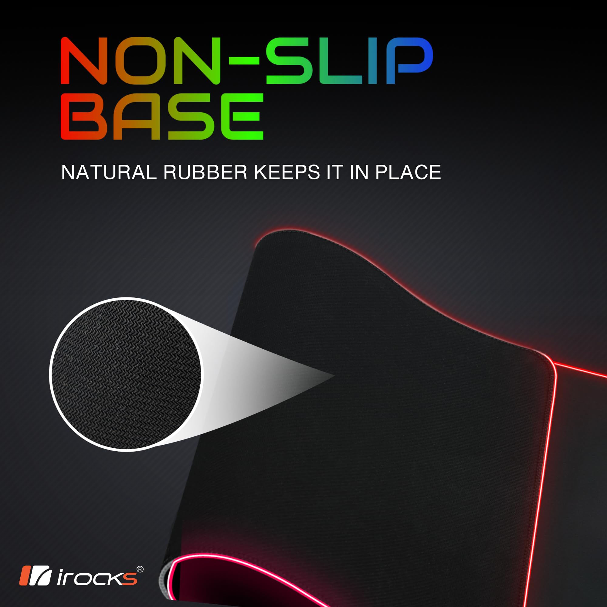i-Rocks, tappetino per mouse da gioco RGB extra lungo da 10 W, caricabatterie rapido wireless, base in gomma antiscivolo, 35 pollici, 10 effetti di colore, retroilluminato a LED per dispositivi Qi