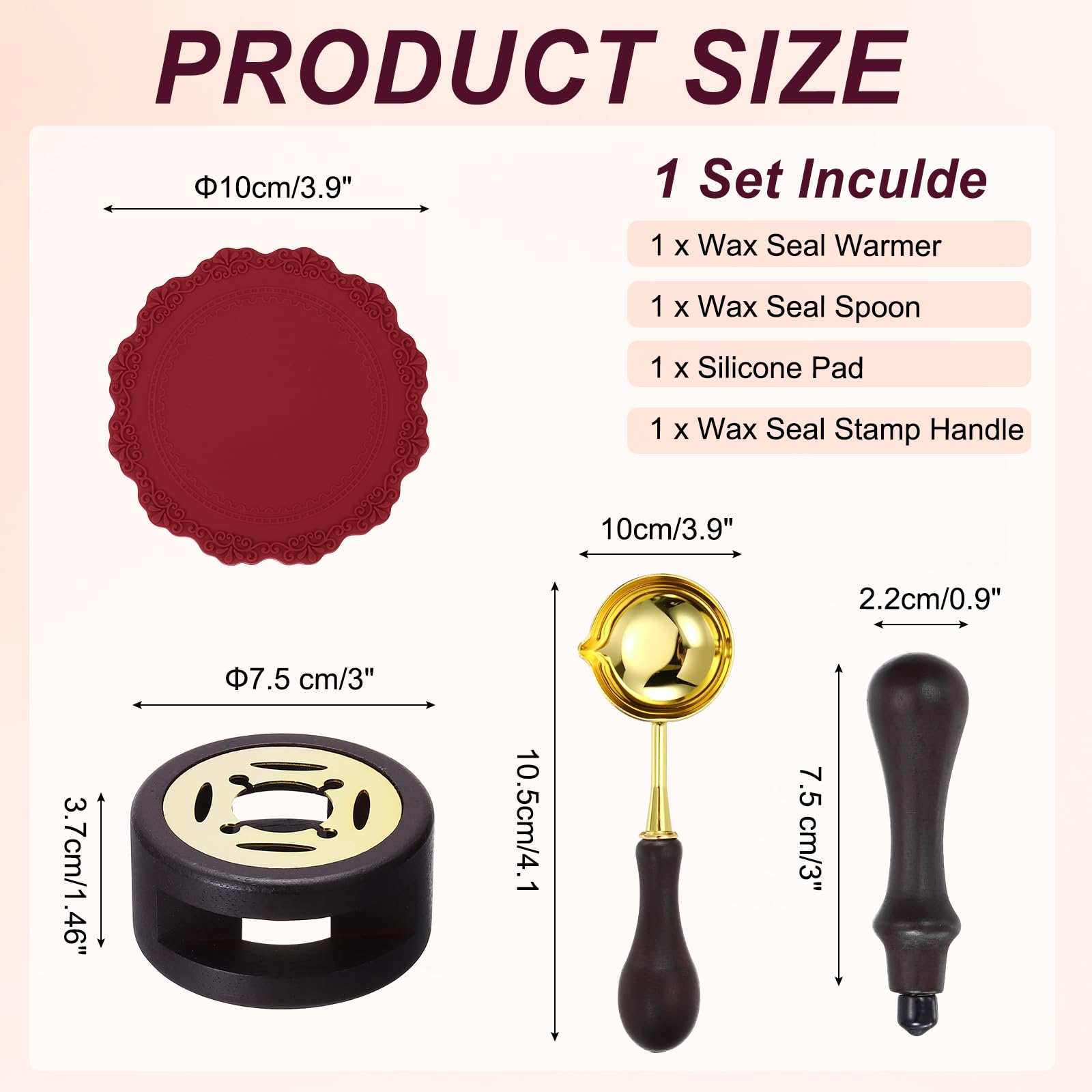 PATIKIL Wax Stamp Seal Kit Include Sealing Warmer, Melting Spoon, Silicone Pad, Stamp Handle - Image 2
