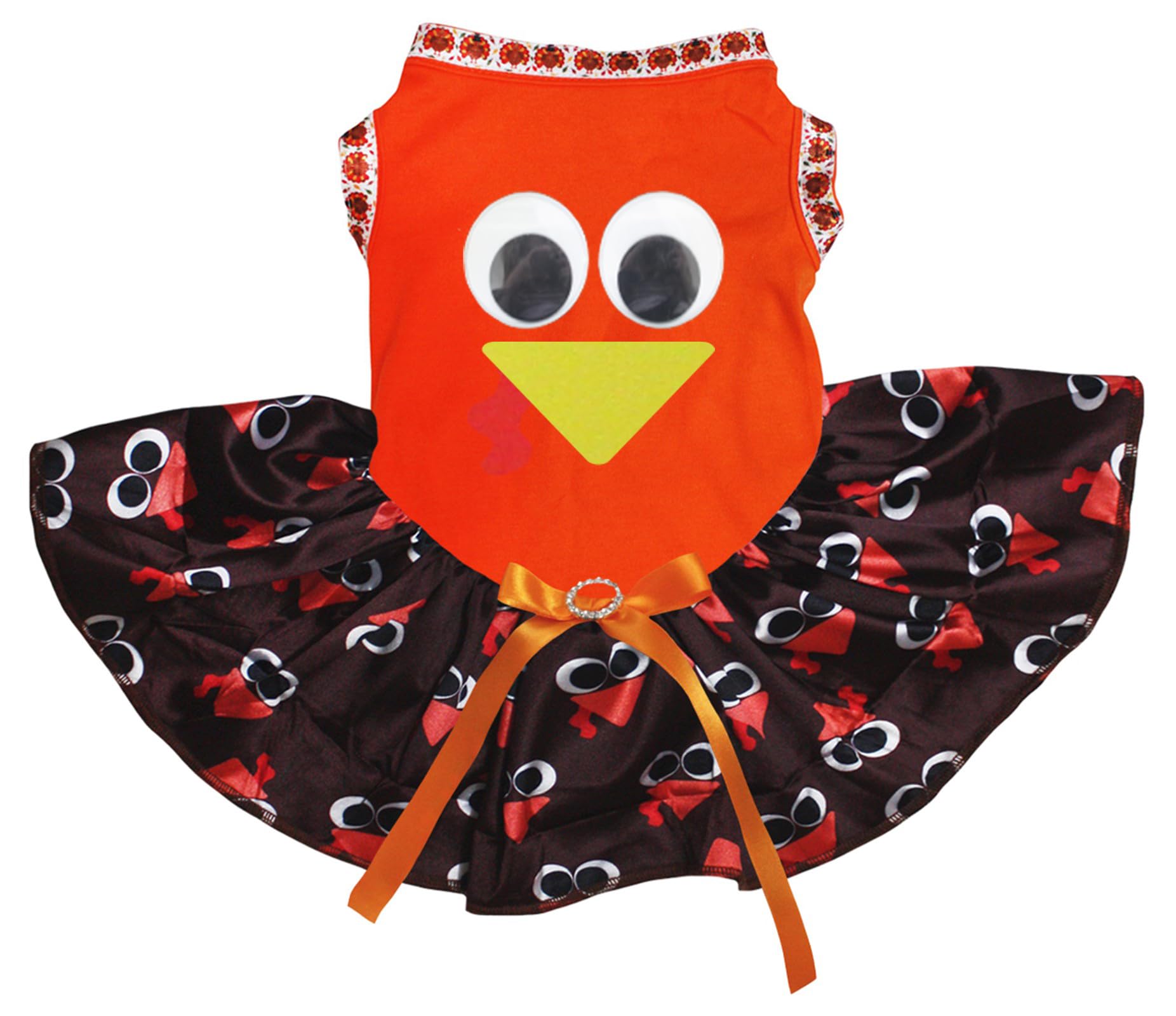 Robe pour chiot avec visage de dinde vêtement chien orange XXL automne