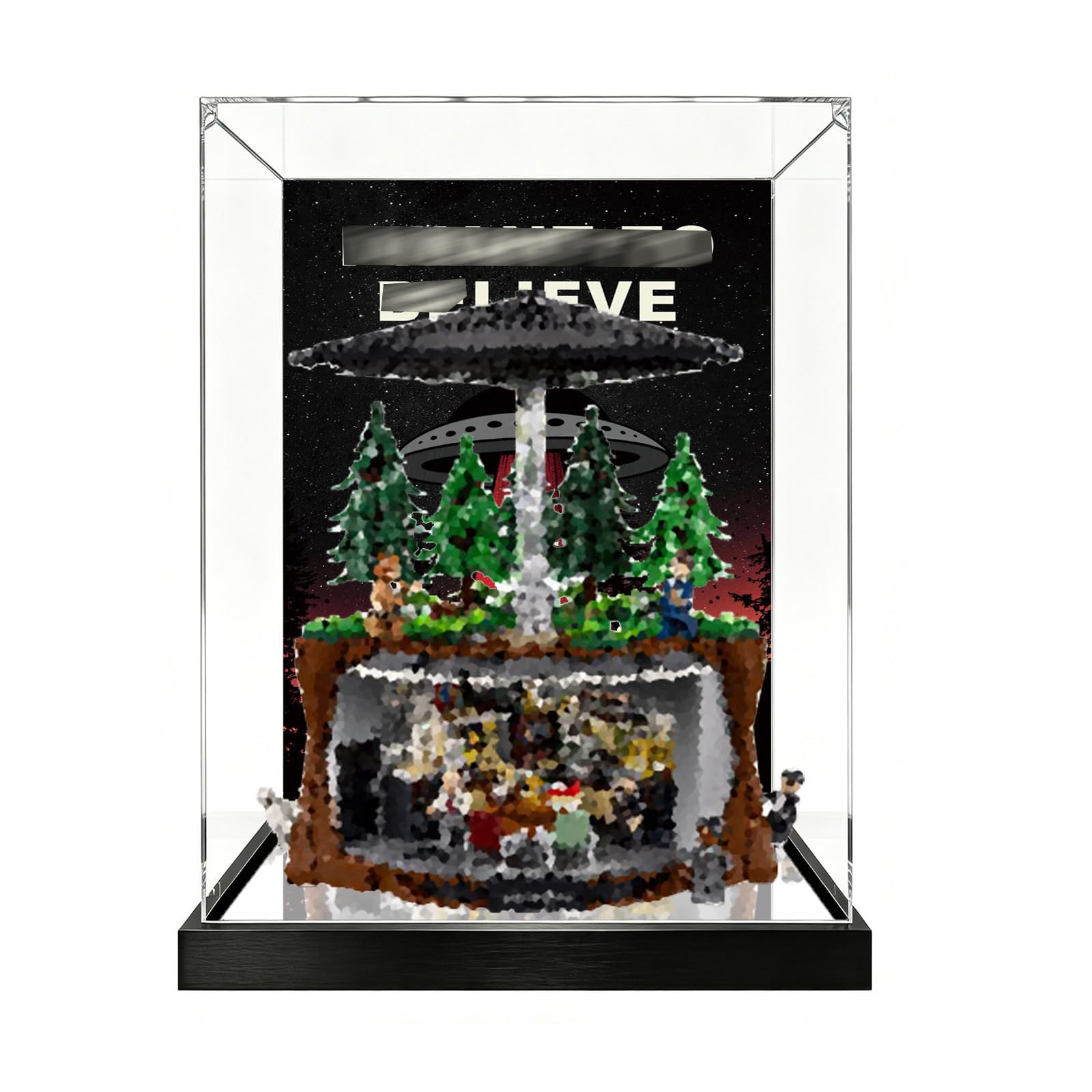 Clear Acrylic Display Case for Lego 21369 X Files (Mirror Base+Background B)