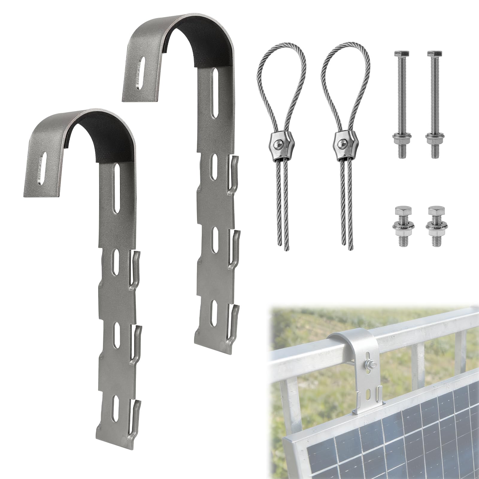 EXLECO Staffe per Pannelli Solari, Ganci per Balcone Fotovoltaico, Kit Montaggio Acciaio Inox