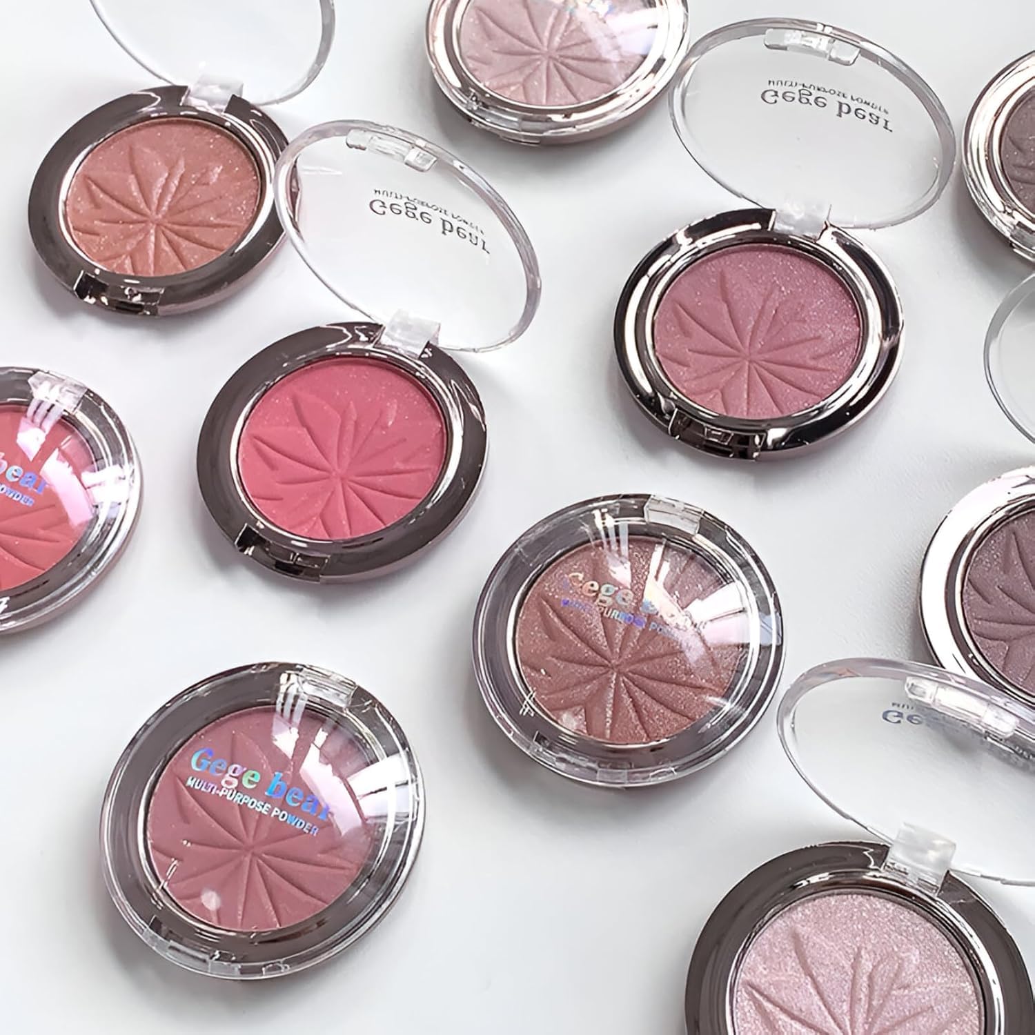 Gege Bear Versatile Sparkling Multi Purpose Powder | Eyeshadow Highlighter Blush 3-in-1 | Highlighter for Cheeks | Create Charming Eye Makeup Rich in Layers | Cute Perfect Shades Shimmer Glitter | Light Texture Eye Makeup | Create Dazzling Flash Effect (02#Rose Pink, 2.2g)-picture-12