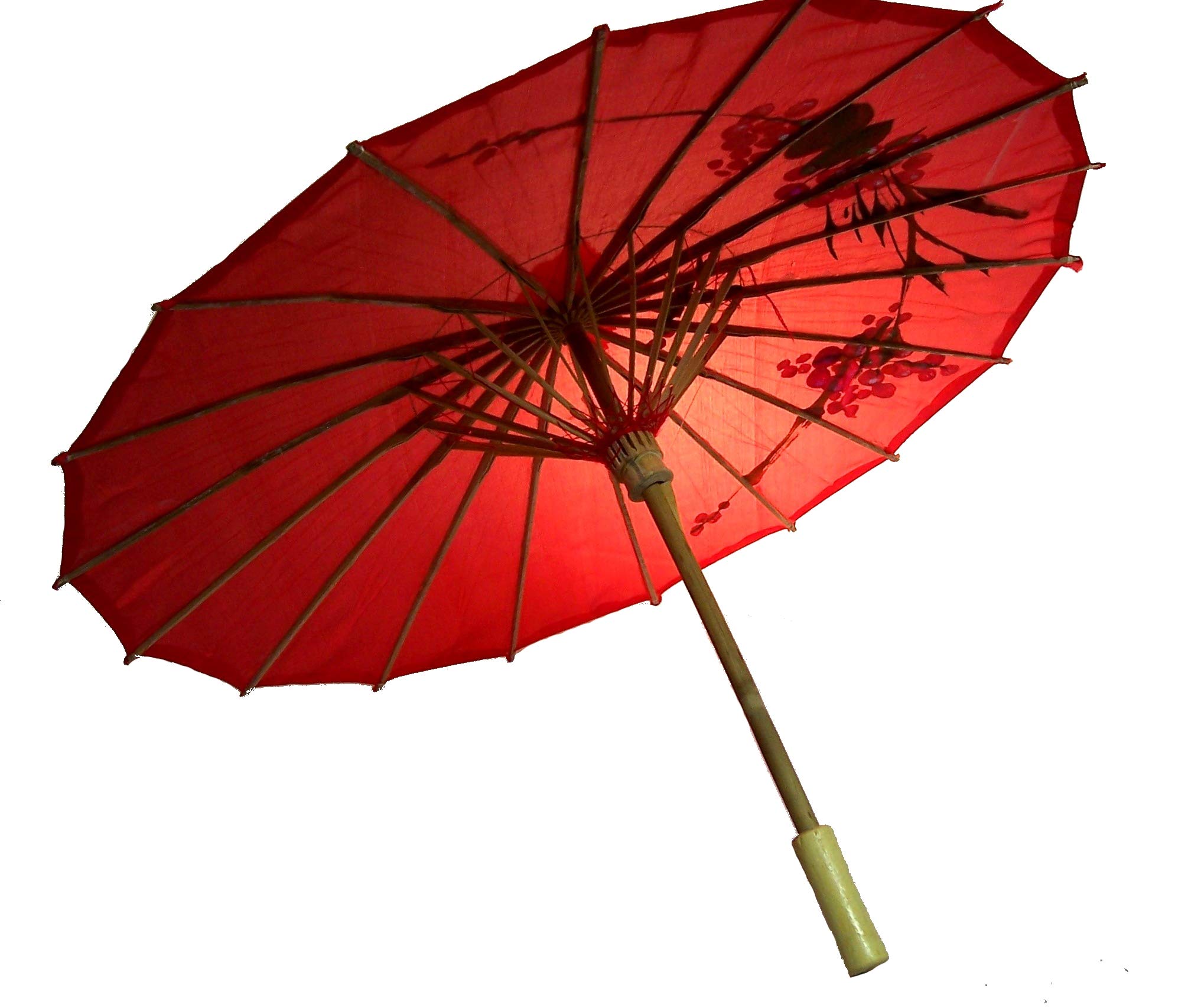 Sonnenschirm 001, Dekoschirm aus Kunstfaser, Wasserfest in rot aus Bambus