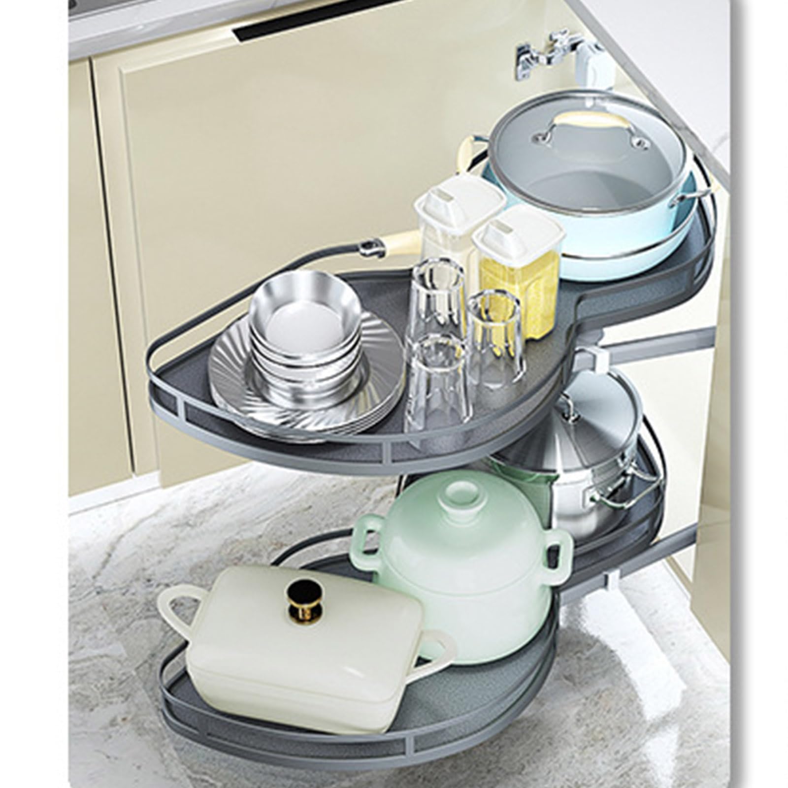 Rangement de Cuisine extractible d'angle d'armoire de Cuisine, Rangement extractible d'armoire d'angle pour Armoire de 36 pouces/900 mm, étagère Double carrousel, carrousel d'angle de cuisin