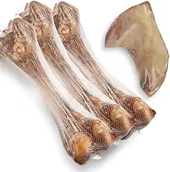 Kit 4 Osso Pet Femur Defumado Suino, Tamanho 20 CM, Para Cachorro(3 Osso + Orelha)
