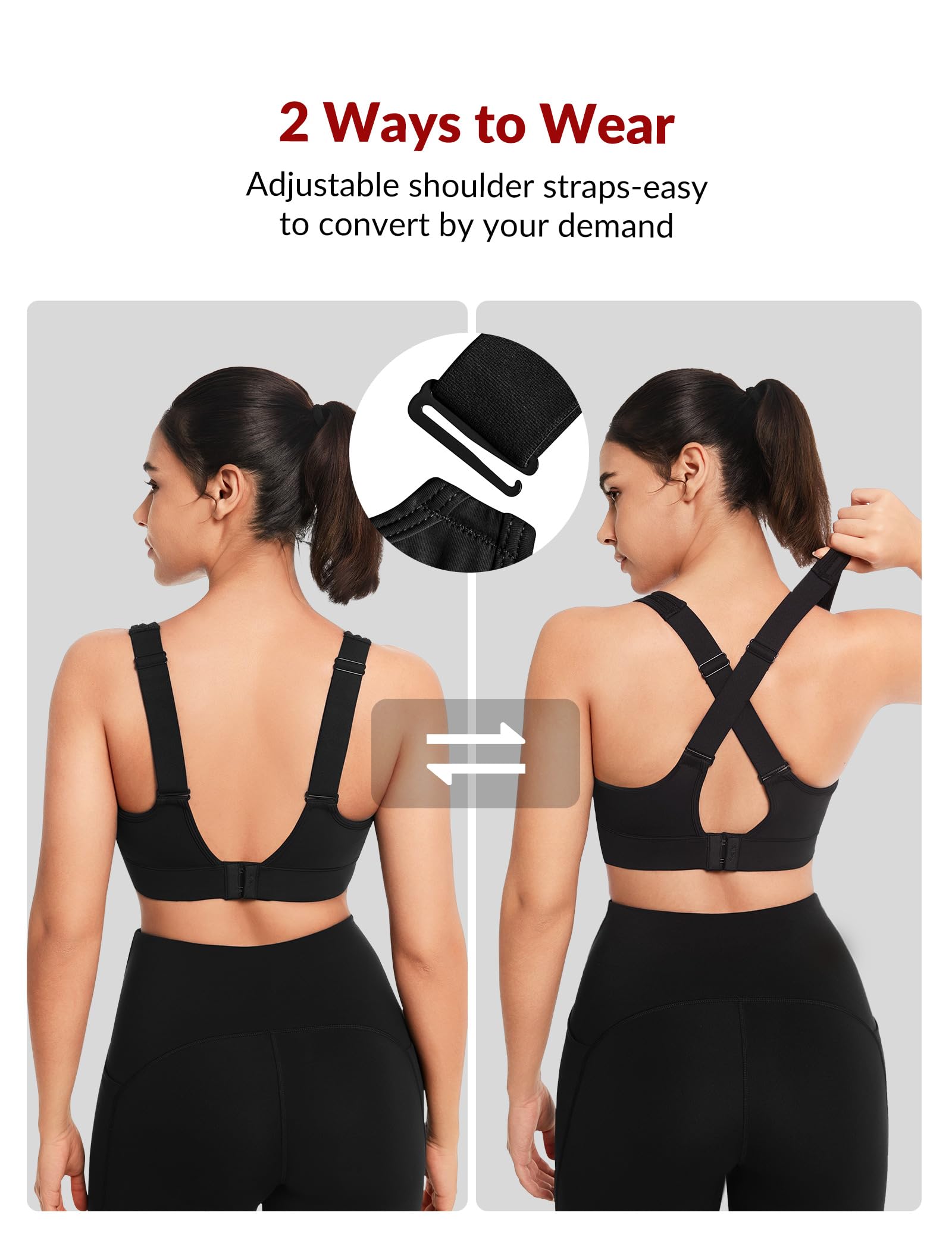 Yvette Soutien-gorge de sport réglable pour femme, soutien élevé, grande poitrine, sans fil, pour la course à pied, l'entraînement, le sport, grande taille