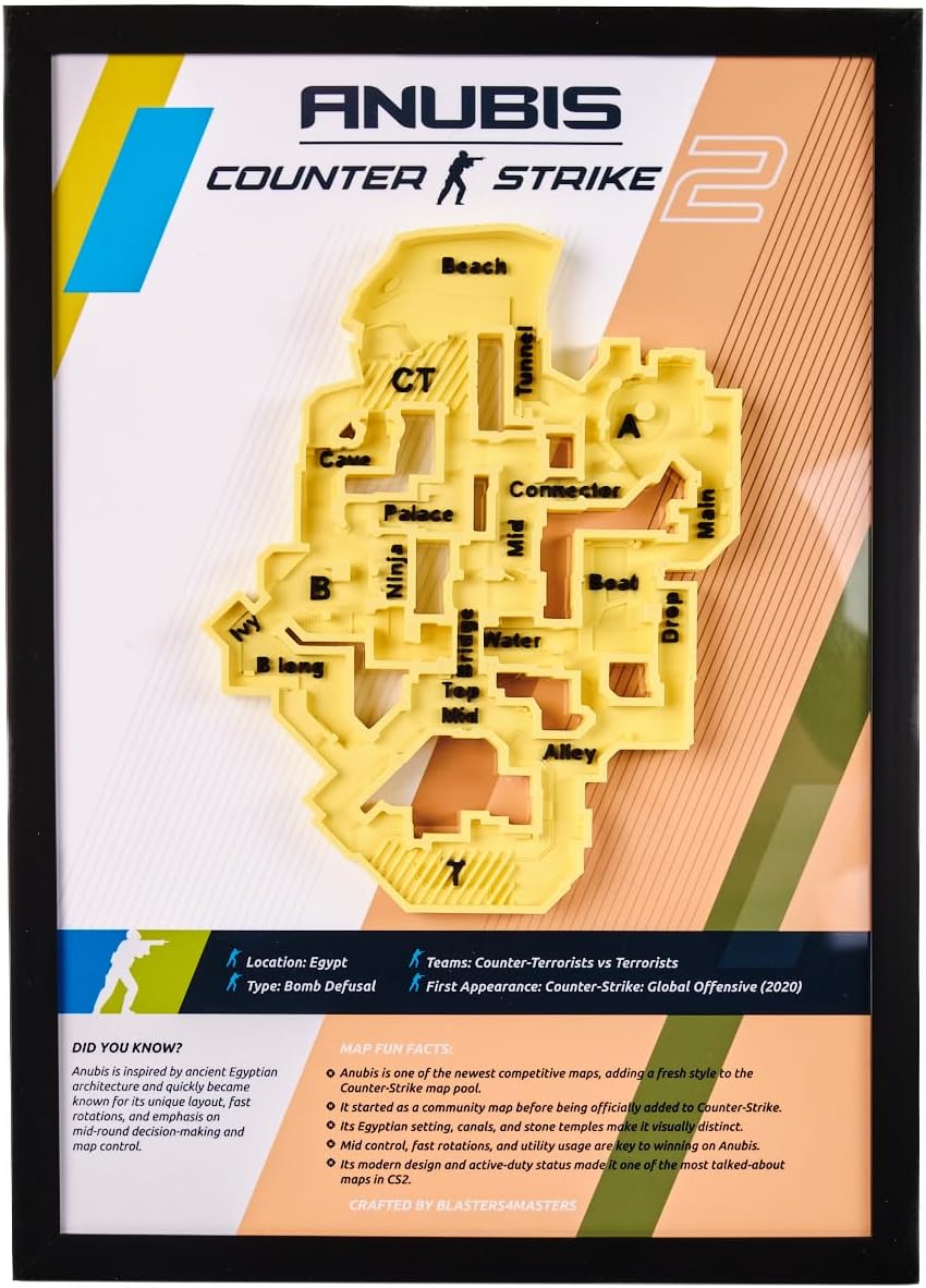 3D Map Plaque from Counter-Strike 2 (CS2) - Framed Wall or Desk Display (S1&2 Bundle) image 5