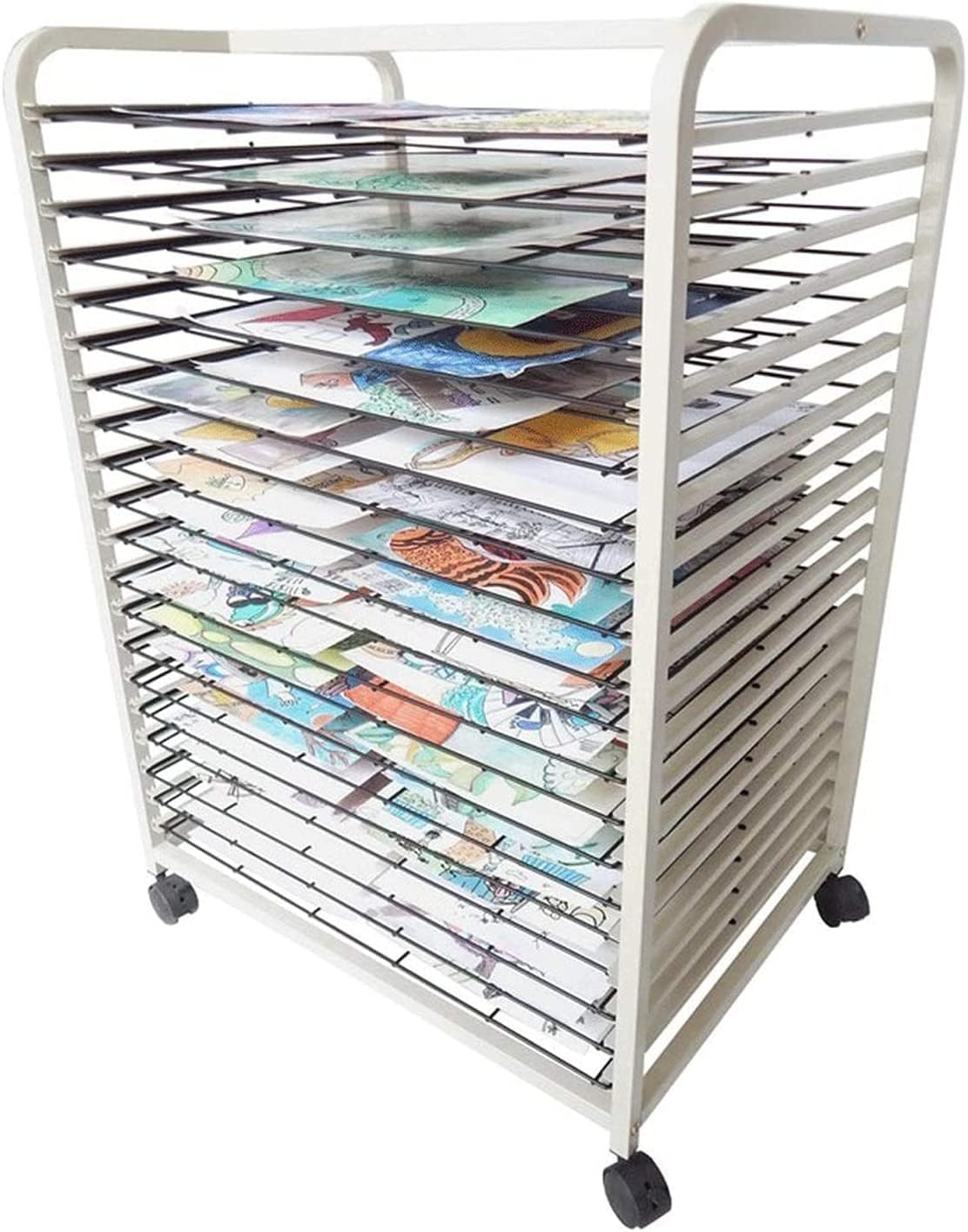 Aioneer Art Drying Rack For Classroom Art Drying Rack, For A2, 4K, Oil Painting Board Drying Rack, Educational Product Drying Rack, Space-Saving Shelf, 3.5Cm Spacing Children Dry