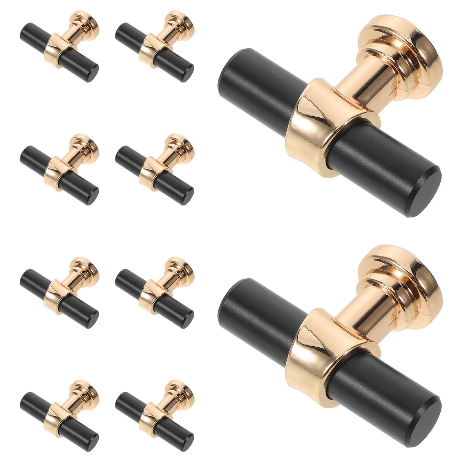 10 pezzi Maniglie per Mobili Moderne Nero Opaco e Oro Manopole Singolo Foro in Lega Resistente e Antigraffio Maniglie per Armadio e Cucina Minimaliste per Armadi