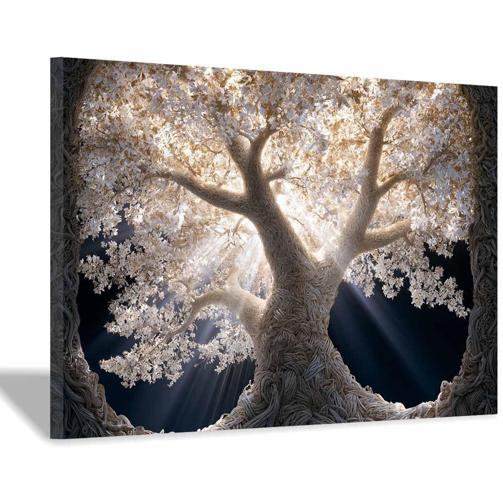 HOQIU Tree Of Life Wall Art Cosmicse e neon tree canvas prints, nature wall art, for Bathroom Home Office Decor(Multicolor)-70x100cm Framed