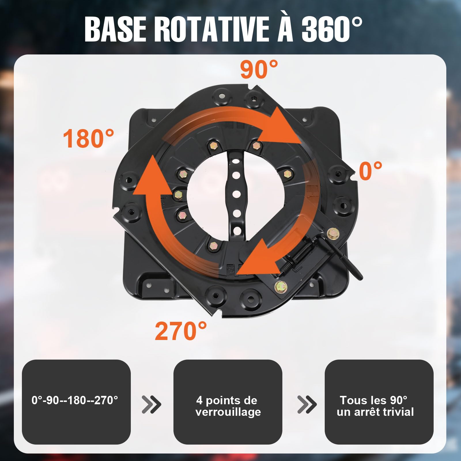 Embase Pivotante Siege, 360° Siège de Camping-Car Universel | Plateau rotatif, Modification, Plaque de Siège Pivotante,4 Points de Verrouillage pour Camping-Car, Bateau, Bus