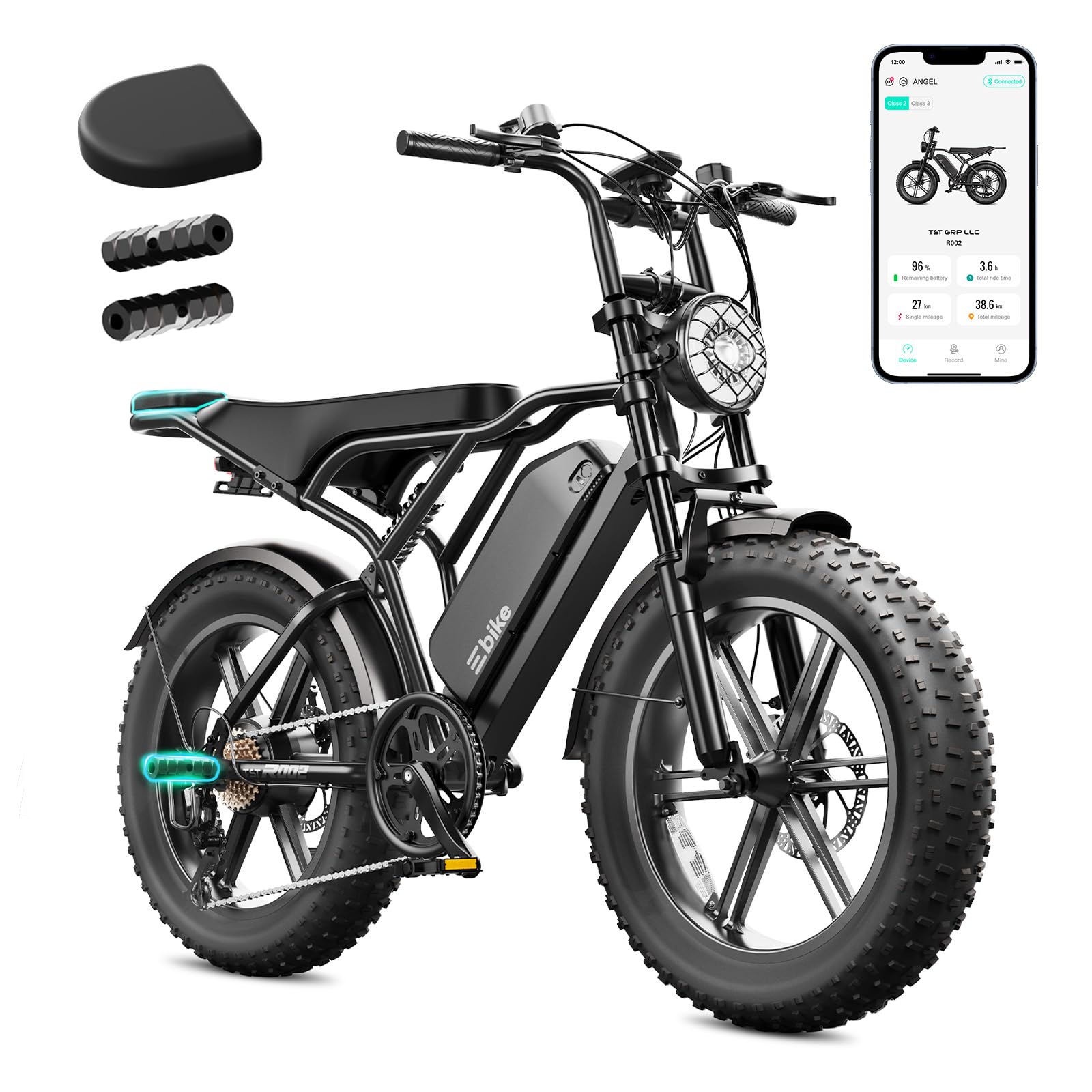 TST Electric Bike for Adults, 48V 15/25 Ah Battery, 60/100 Mile Range