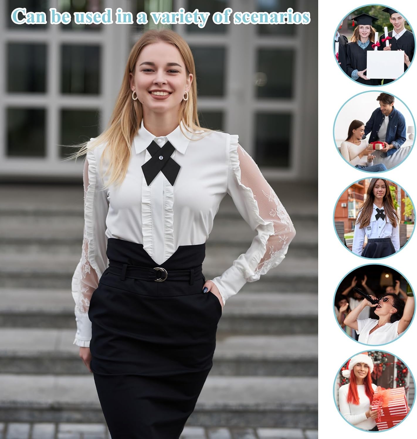 Tie for Men Women Adjustable Pre Tied Criss-Cross Bowtie School Uniform Neck Tie for Women Girls Accessories - Image 5