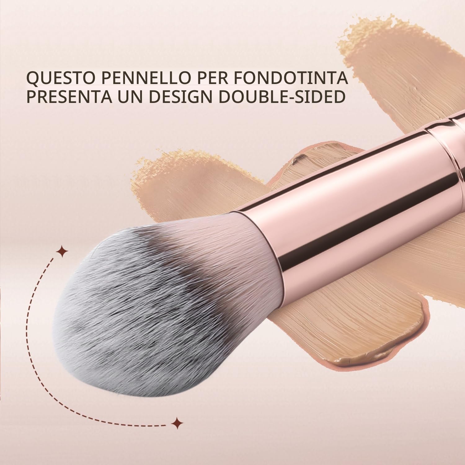 KINGMAS, Pennello per fondotinta con doppia estremità, angolata e rotonda, per il contouring e per applicare prodotti in polvere, liquidi o cremosi, per correttore e blush (marrone)