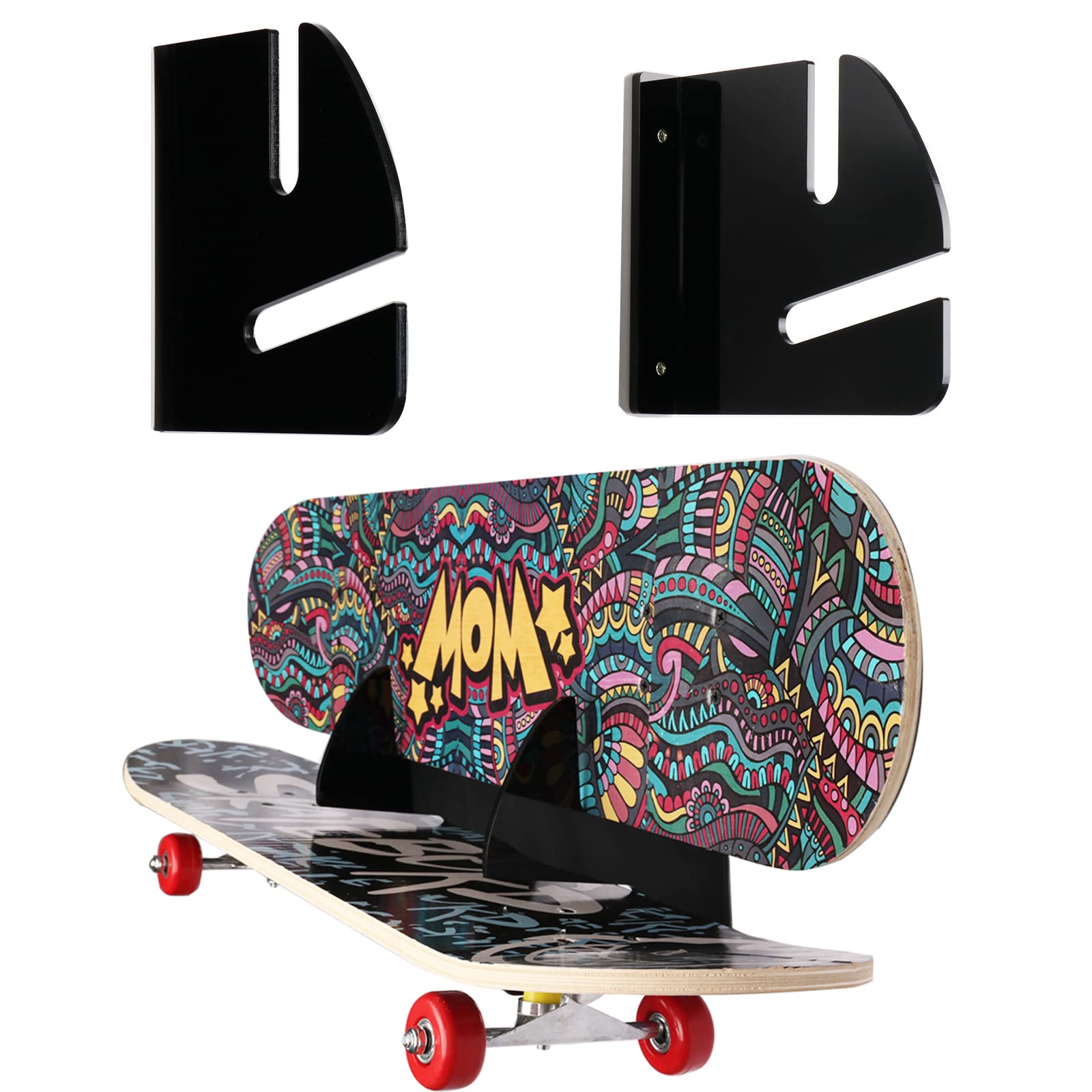 Wall-Mounted Skateboard Mount - Space-Saving Horizontal Display Rack for Secure Skateboard Storage Decoration