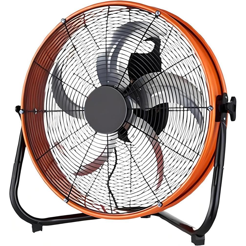 Industrial Floor Fan, 24 Inch High Velocity Drum Fan, 250W Heavy Duty Air Circulator with 4 Speed Settings, 130° Tilt and Casters for Easy Mobility