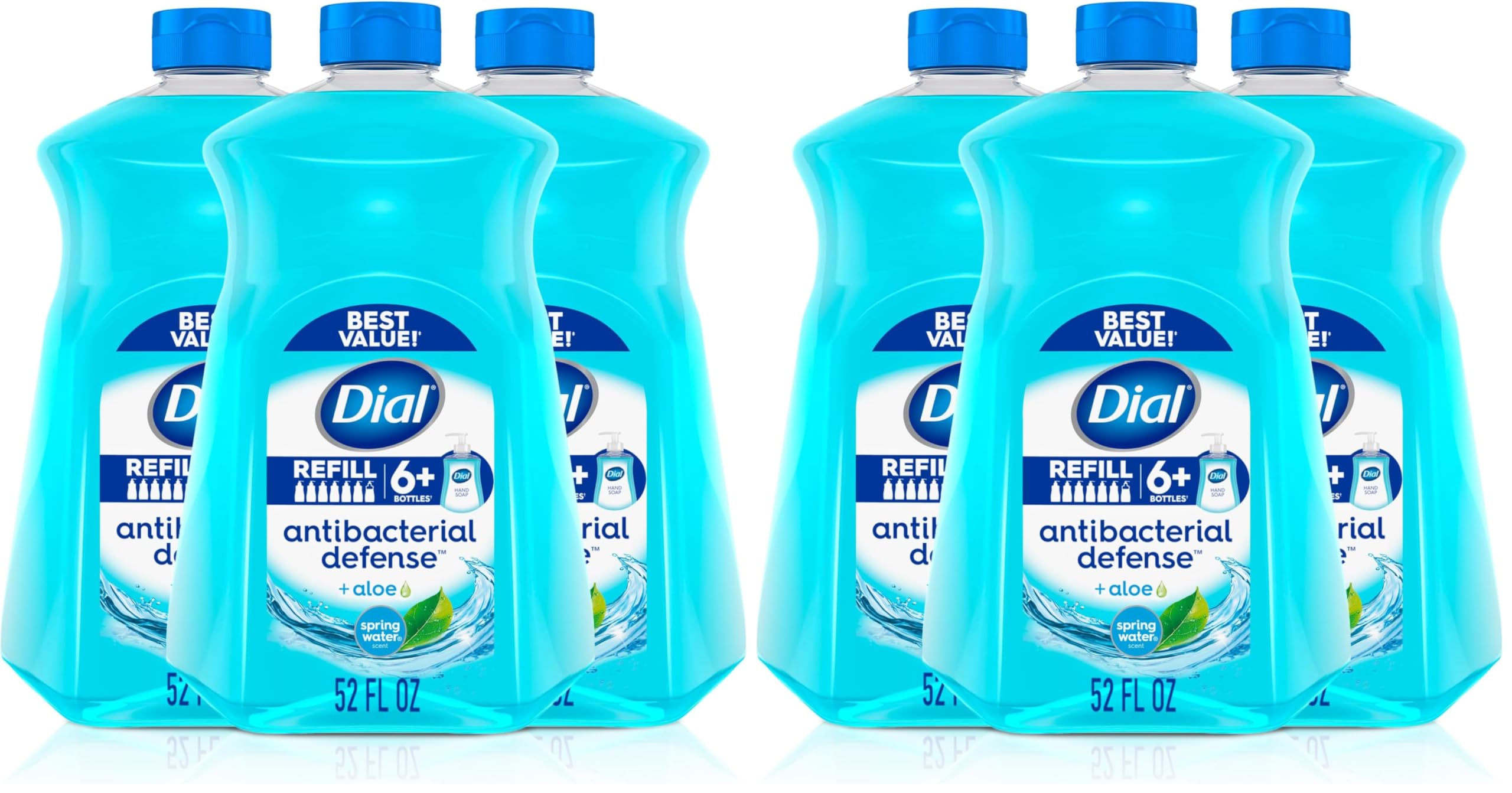 Dial Complete Antibacterial Liquid Hand Soap Refill, Spring Water, 52 fl oz (3 count) (Pack of 2)