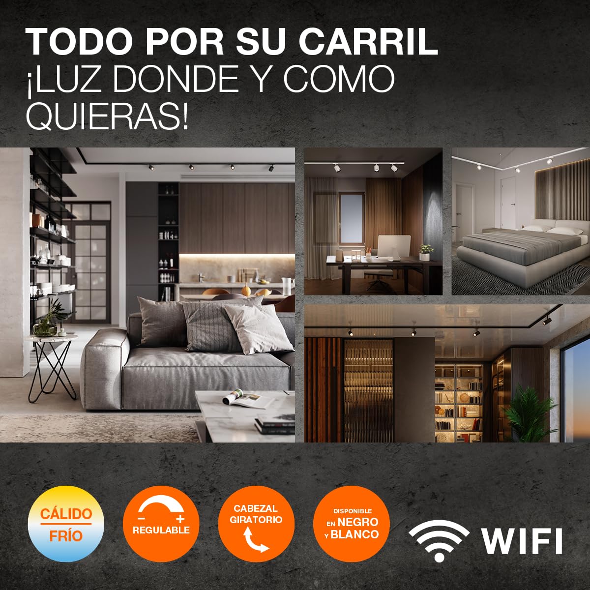 LEDVANCE Cabezal de luminaria para carril TRACKLIGHT, blanco, con casquillo GU10, puede equiparse con una lámpara normal o inteligente, inteligente, WiFi, diseño tipo loft, protección IP20