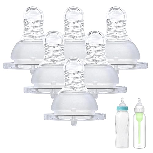 6 pezones de silicona para biberones estrechos del Dr. Brown's y biberones de cuello estándar clásicos de alimentación Evenflo, parecidos al pecho,