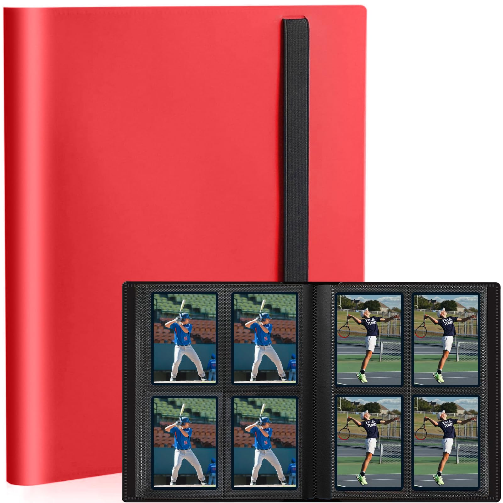 Carpeta de tarjetas coleccionables de 4 bolsillos, álbum de tarjetas pequeño con páginas impermeables de polipropileno, capacidad para 160 tarjetas estándar, para almacenamiento de tarjetas deportivas