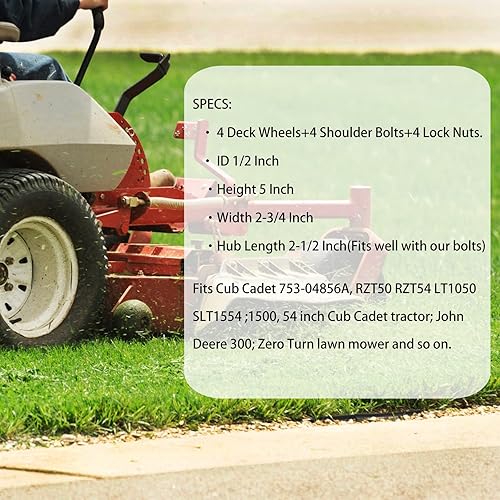 Miniatura 6 de Parts Camp Ruedas de repuesto 753-04856A para Cub Cadet RZT50 RZT54 LT1050 SLT1554 4 paquetes