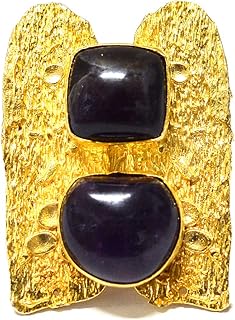 Reiki Crystal Products Natural Amethyst Stone Ring Adjustable Finger Rings Copper Rings for Women