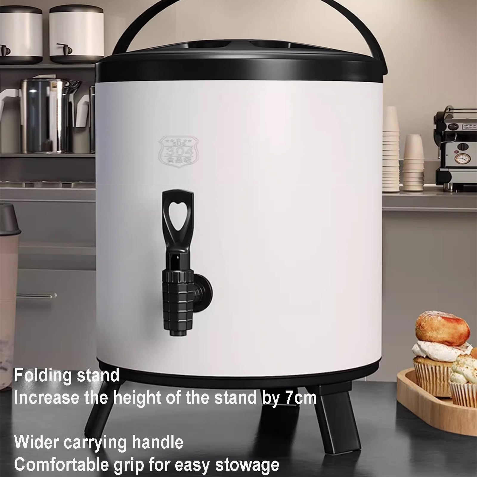EMYJAY Secchio Isolato Commerciale, Dispenser di Bevande Isolate in Acciaio Inossidabile Dispenser di Bevande Calde E Fredde Barile Isolato for tè al Latte LYWY (Color : Groen, Size : 12L)