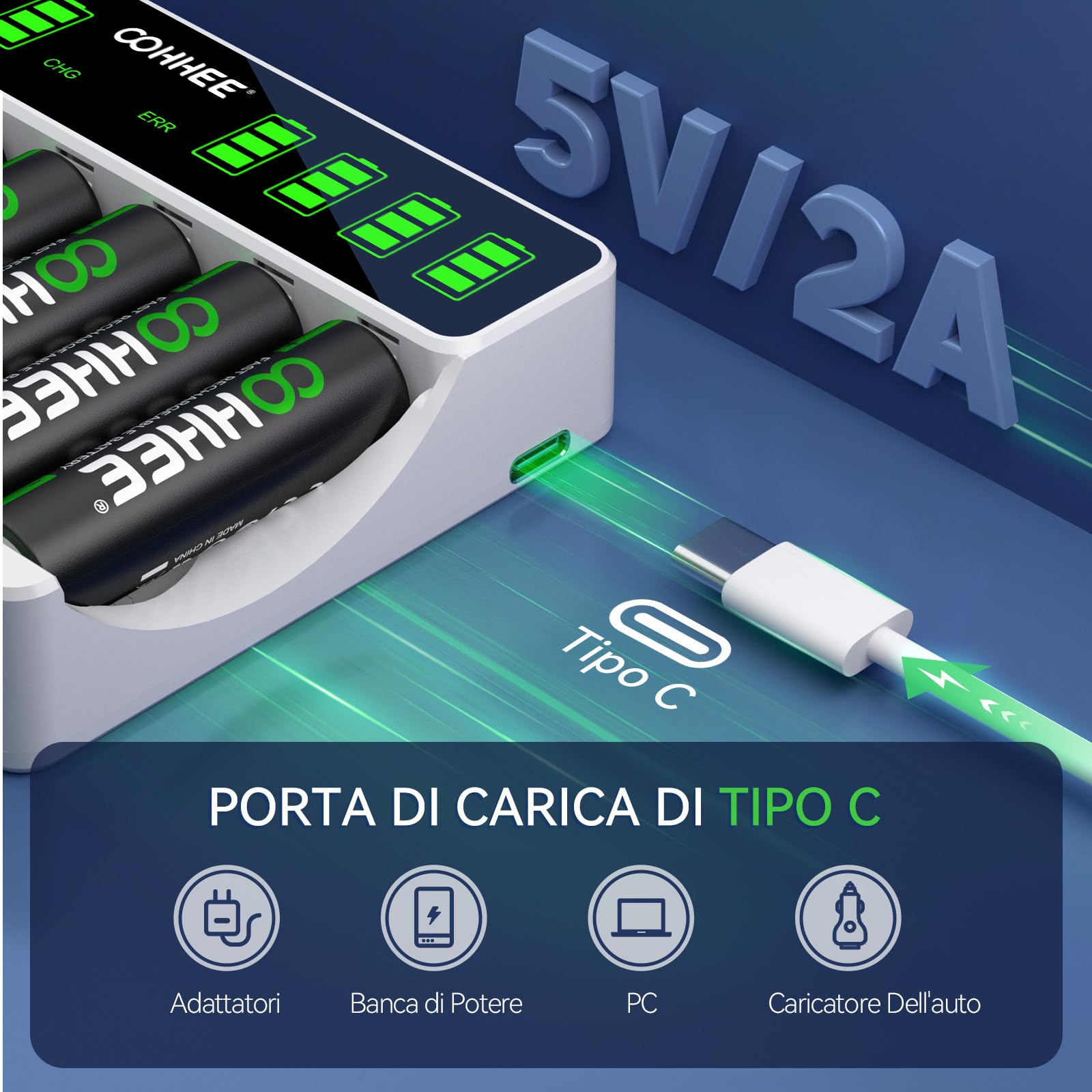 Chargeur Intelligent BONAI 9 Slots - Pour Piles AA/AAA/9V Rechargeables Avec Écran LCD Et Décharge