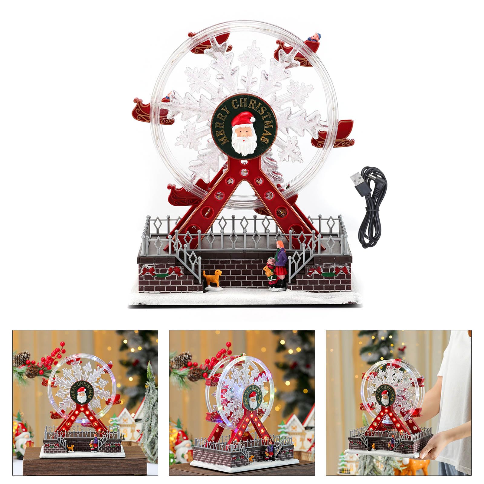 Rotante LED Musical Skywheel USB o alimentazione a batteria per festival decorazione creazione ornamento regalo USB/batteria rotante Holiday Music Box