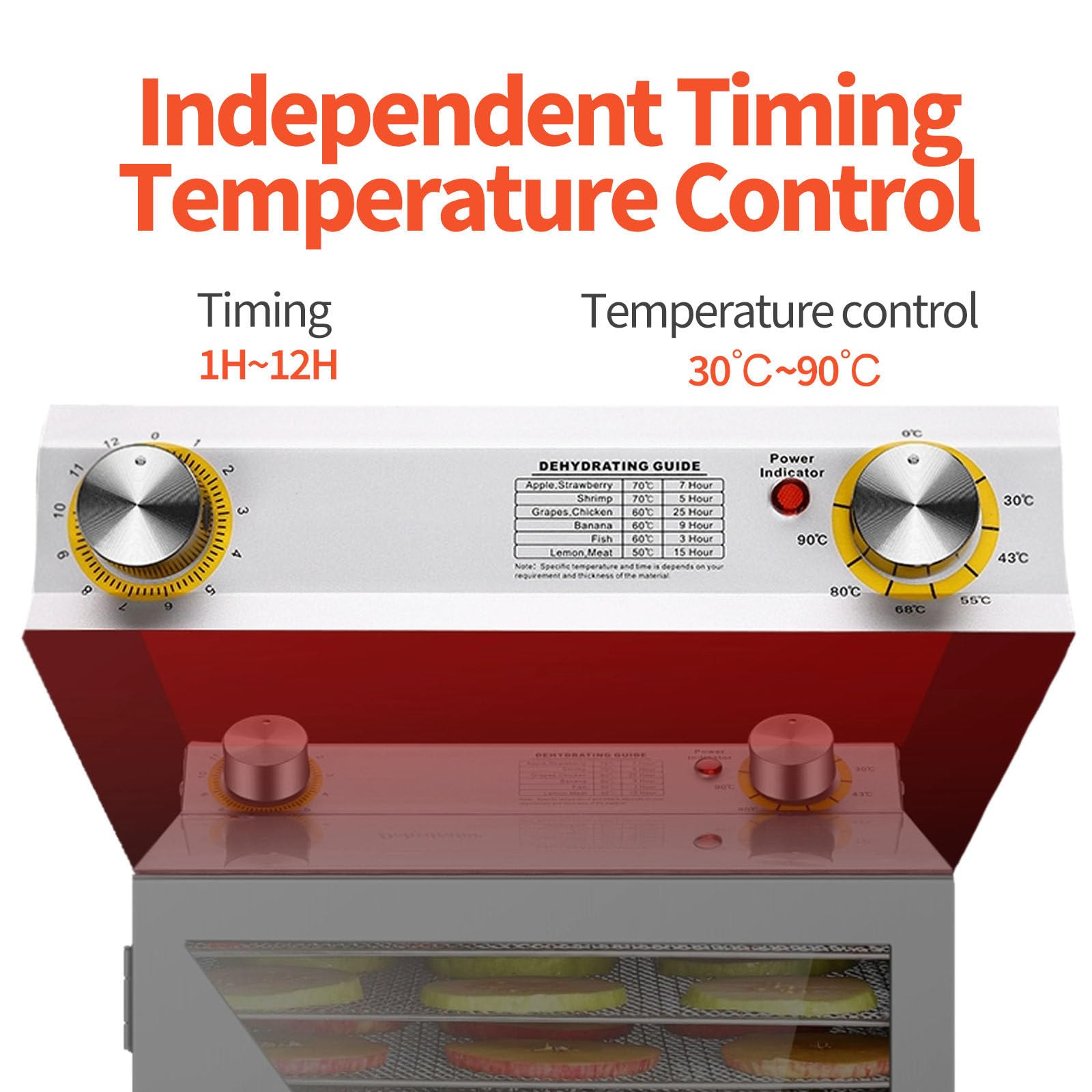 Commerciale Essiccatore per Alimenti, vassoio a griglia 12/18, essiccazione a 360°, timer da 12 ore, controllo della temperatura da 30 a 90°C, essiccatore per carne secca,12Layer