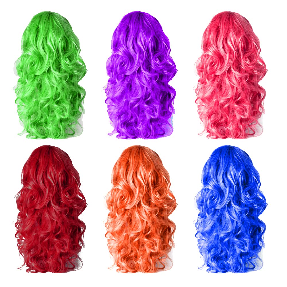 Amazon.com: SHENJIPPC Long Colored Wigs - 6 Pack Wavy Neon  display picture 3
