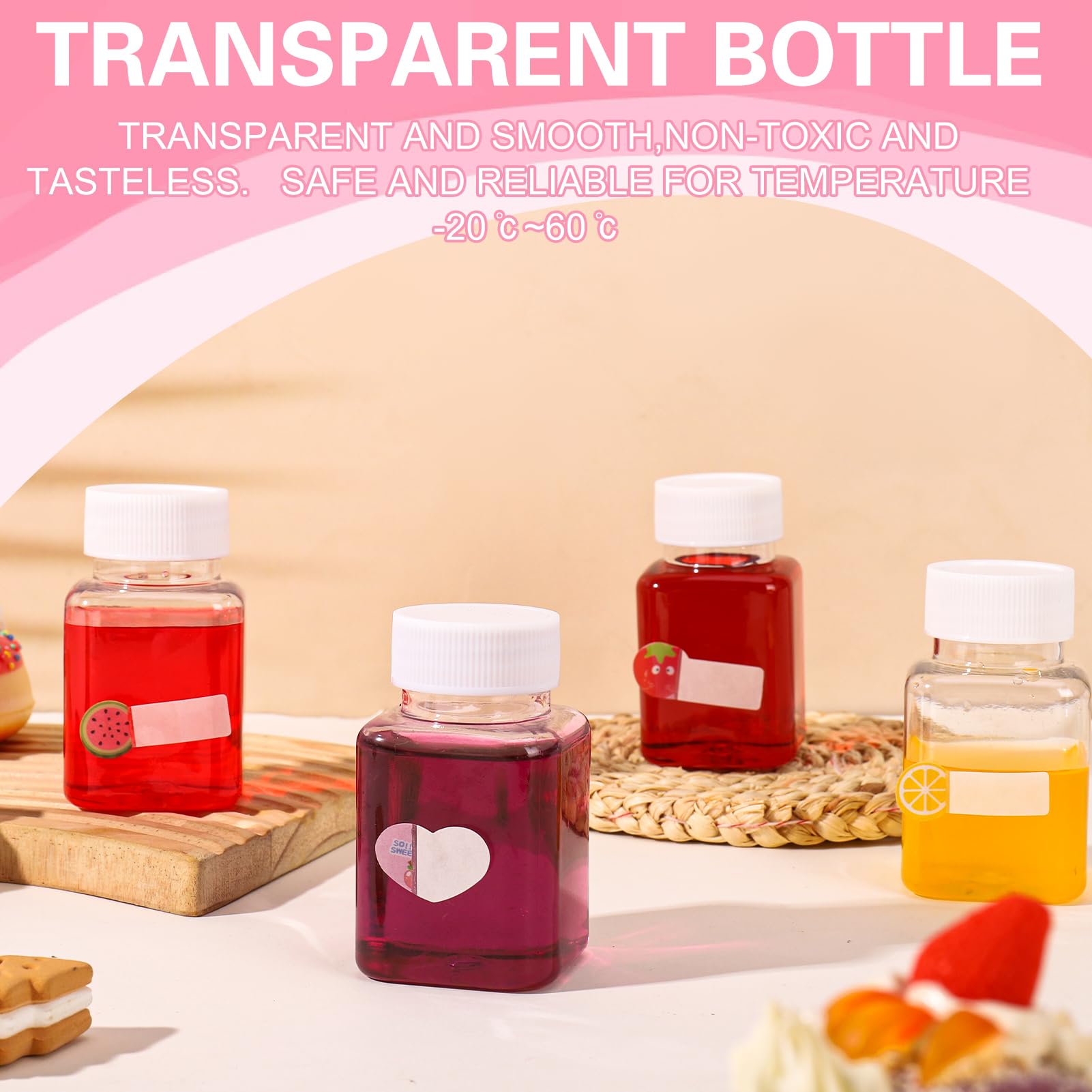FANTESI 18 Pcs Shot Bottles With Lids 3.5oz/100ml Ginger Shot Bottle with Lids Plastic Leak Proof Drink Bottles Reusable for Smoothie Juice Beer - Image 3