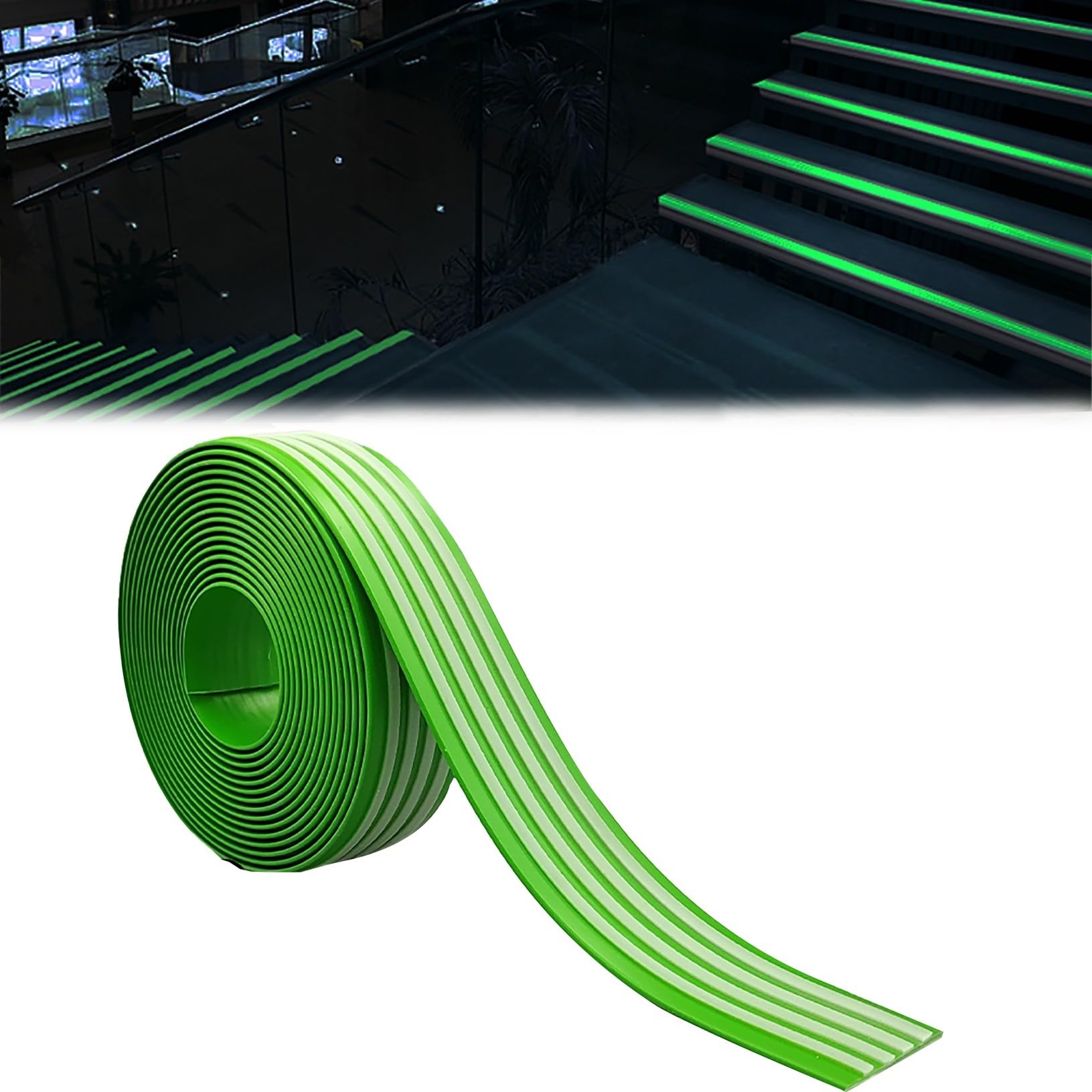 Cxvhsertwr Green 5Cm Stair Carpet Treads, Self-Adhesive Staircases Step Edge Trim For Stairs Indoor And Outdoor(,L 5M)
