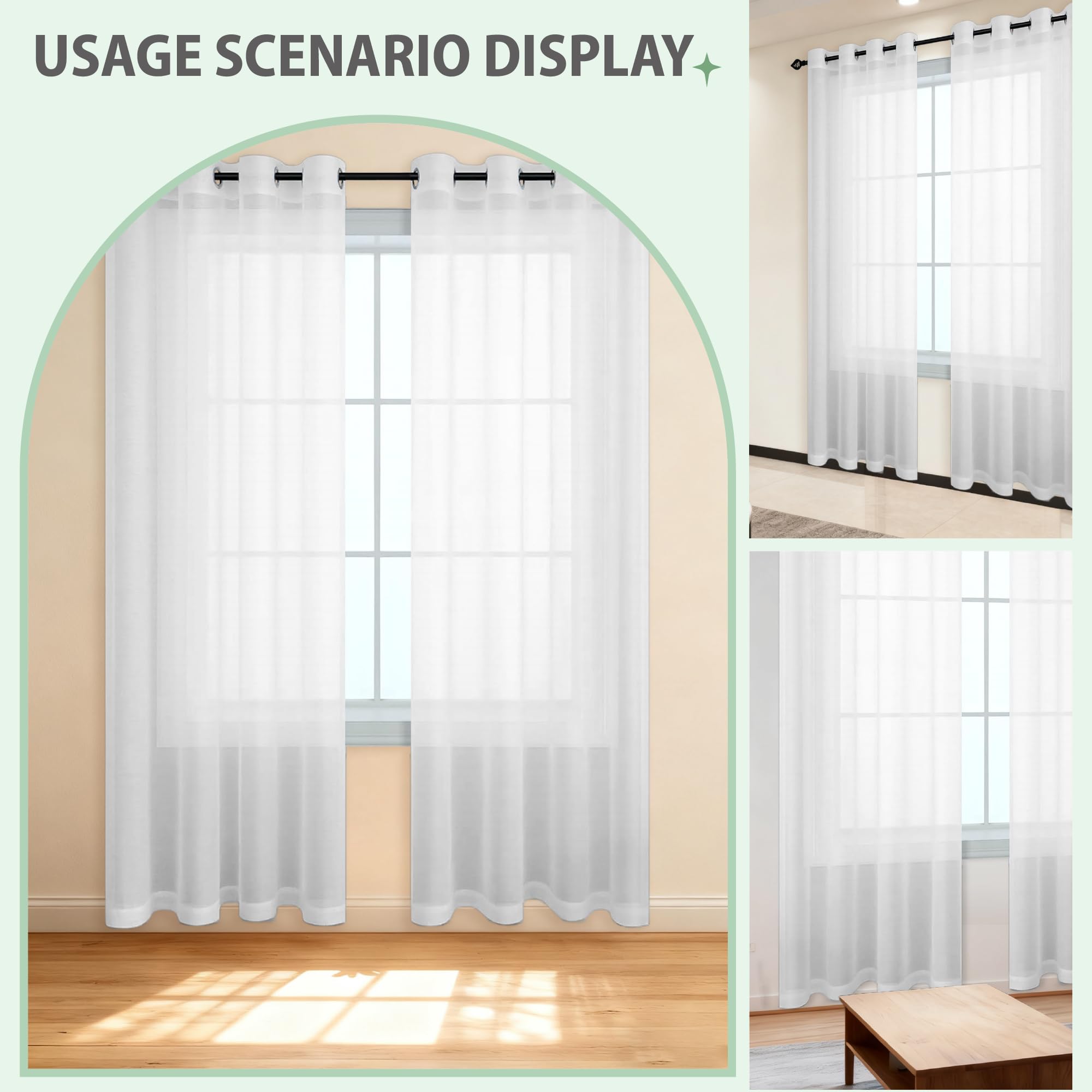 Firana Gotowa Woalowa 620 x 95 cm Na Przelotkach Firana Gotowa Woalowa Prosta Elegancka Klasyczna, Do Sypialni Salonu Kuchni Pokoju Dziennego, Biały