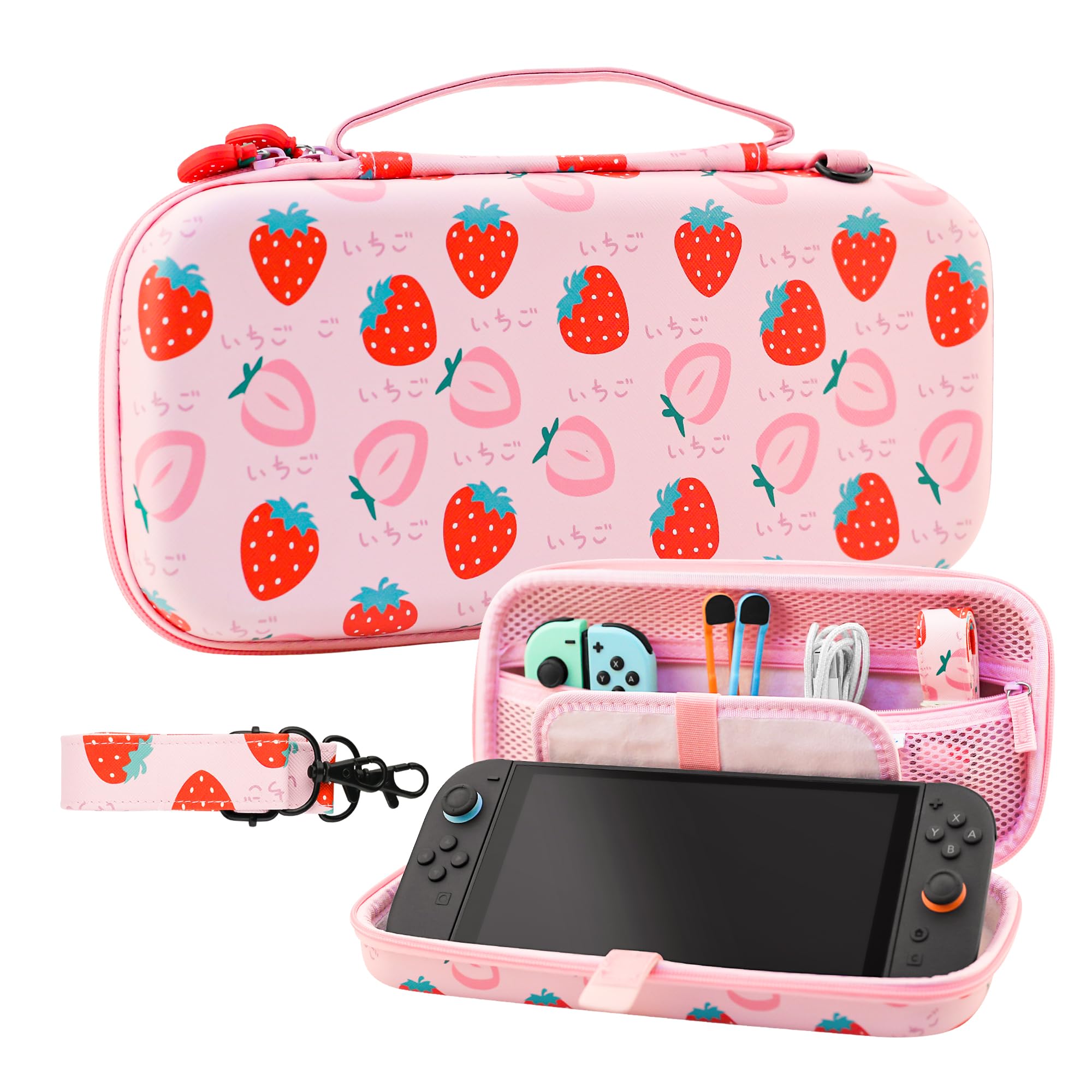 GLDRAM Pink Strawberry Case for Nintendo Switch 2 (2025), Cute
